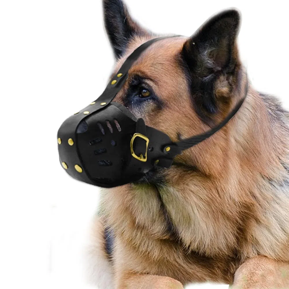 Bozal De Cuero Genuino para Perros Bozal Ajustable para Perros Suministros para Entrenamiento para Evitar Morder Masticar Y Ladrar