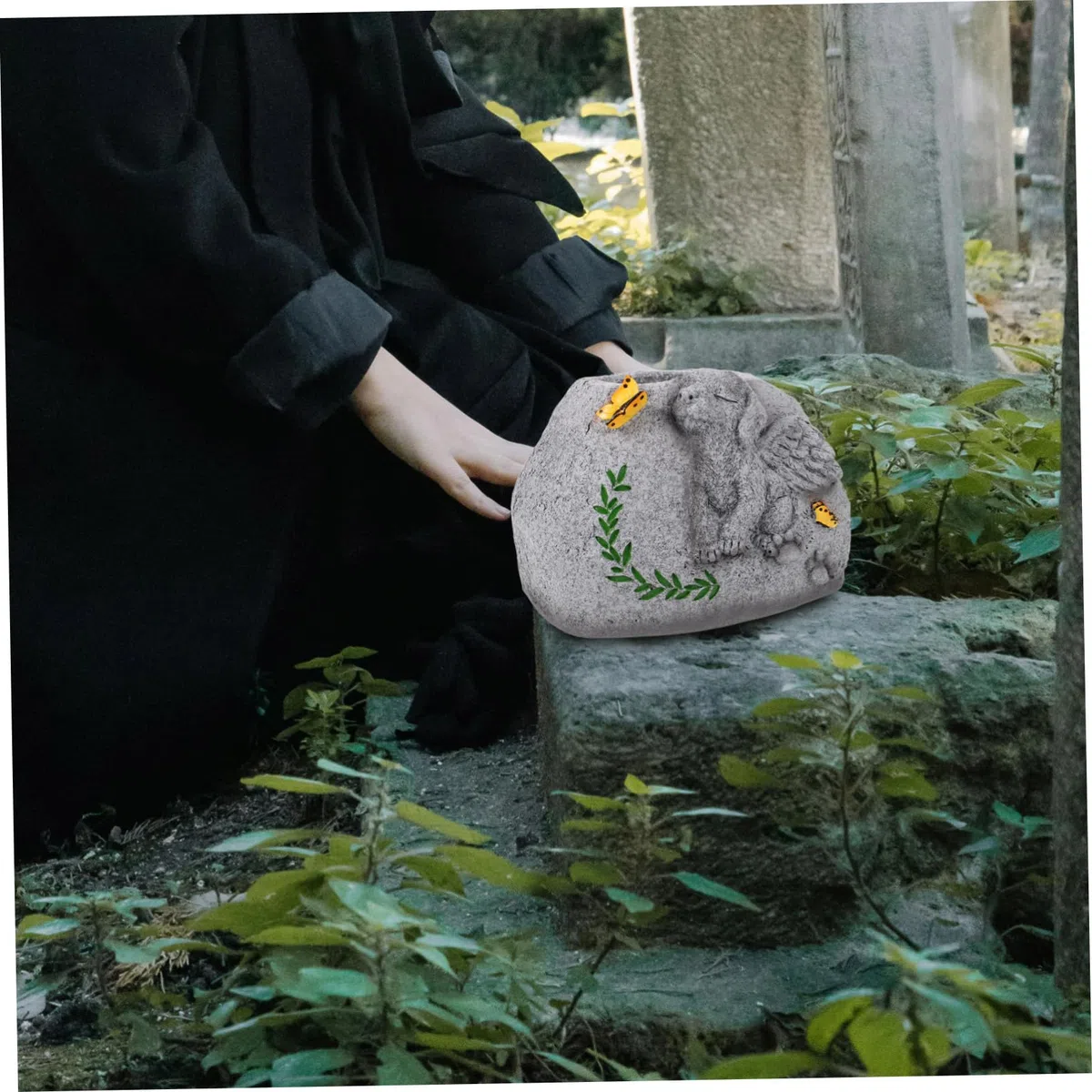 Lápida Conmemorativa para Perros de Resina, Maceta Exterior