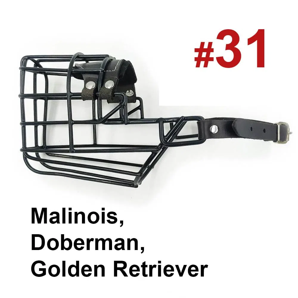 Bozal profesional de metal para perro (tamaño 31) – Cesta de alambre ergonómica para Schnauzer gigante, Doberman, Airedale Terrier, Husky – Entrenamiento resistente y equipo de seguridad diario