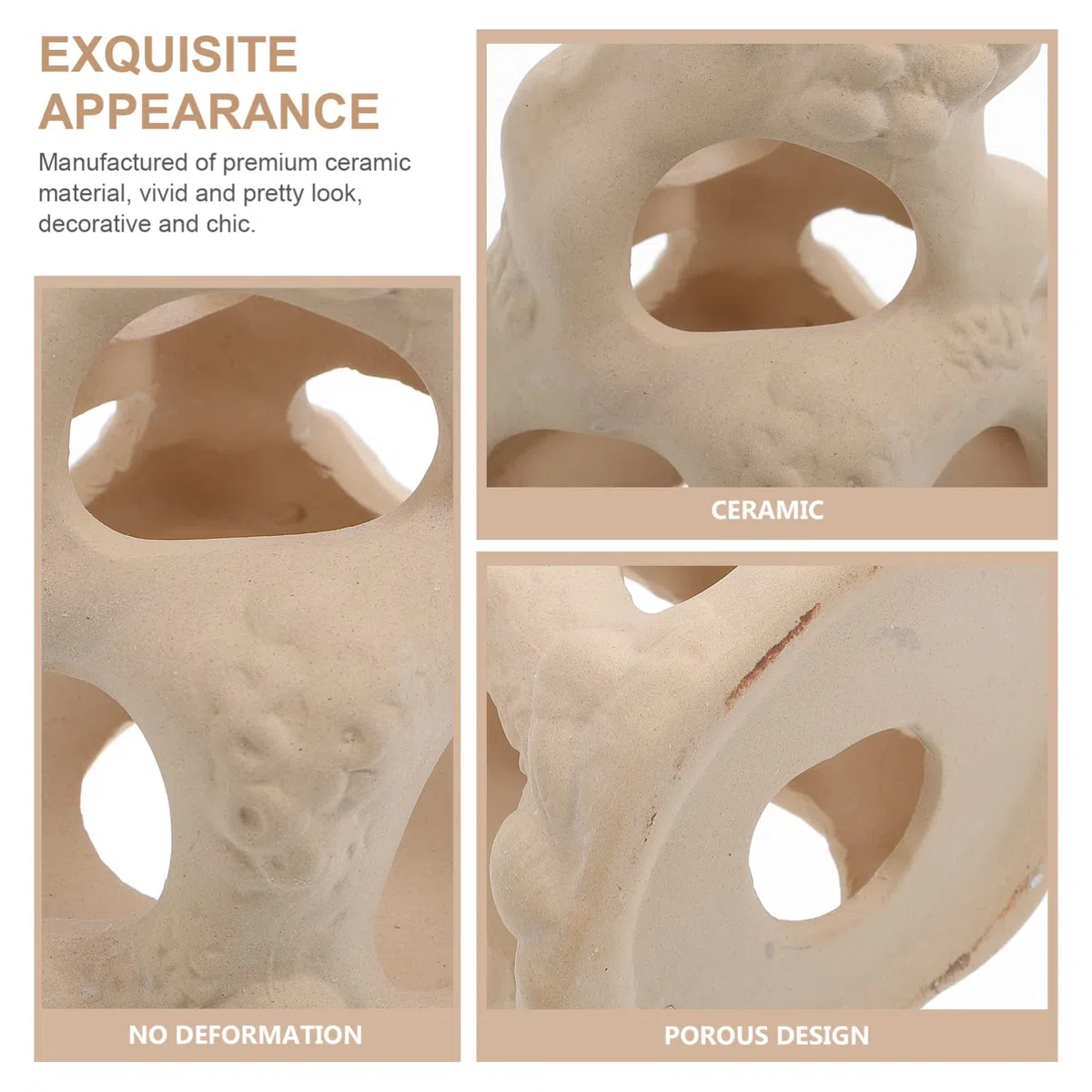 YARNOW 2 Piezas Escape de paisajismo de pecera decoración de vitrinas Banda Manejar Home Decor decoração casa artesanía de cerámica de Acuario Agujero de cerámica Beige