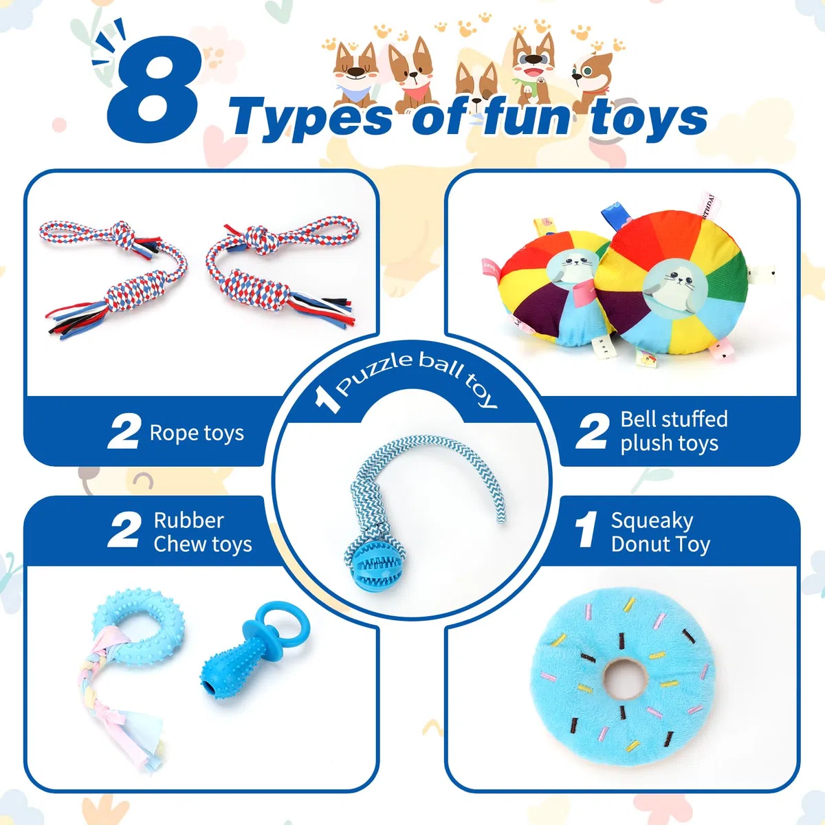 Gimnasio de juego para cachorros con 8 juguetes colgantes, juguetes de gimnasio de selva para perros pequeños con marco de PVC, juguete interactivo para cachorros con correas elásticas para