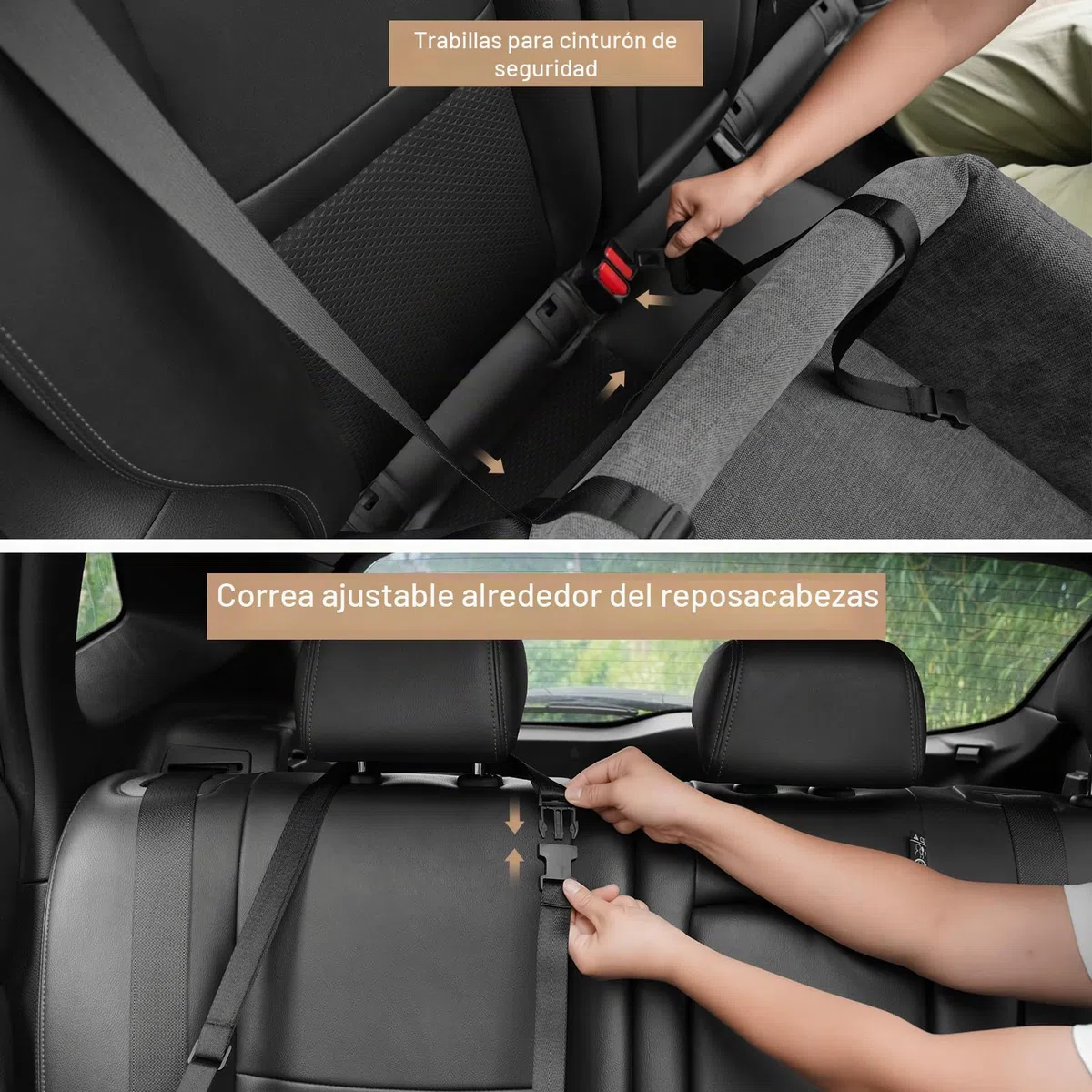 Asiento de Coche para Perros medianos de hasta 15 kg,Asiento Elevador para Perros con cinturón de Seguridad, Cama de Viaje para Mascotas con Funda extraíble y Lavable