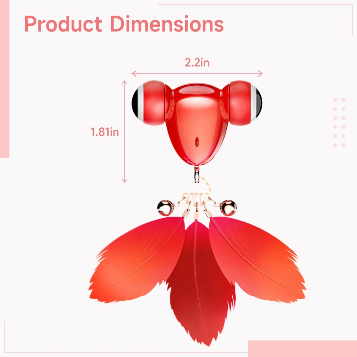 Kitifish - Juguete automático original para gatos, diseño interactivo de peces con pluma y campana, rojo, recargable por USB, para gatos de interior, diversión de caza, estimula el juego activo