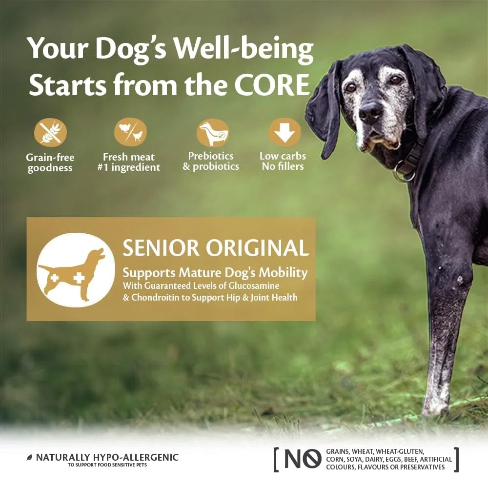 Wellness Core Senior Original Pavo & Pollo, 10 kg, Comida Seca para Perros Mayores de 7 años, sin azúcar añadido, sin Cereales, con Alto Contenido de Carne