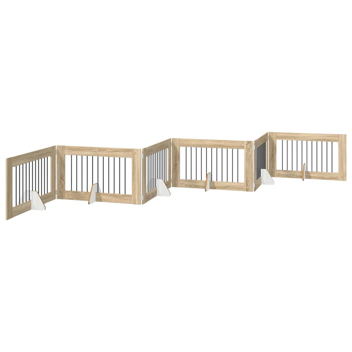 Portería para perros de 6 piezas con soporte de roble Sonoma 100 x 60 cm, plegable, modular ampliable para interior y exterior, caño seguro, protección y cierre para perros y cachorros