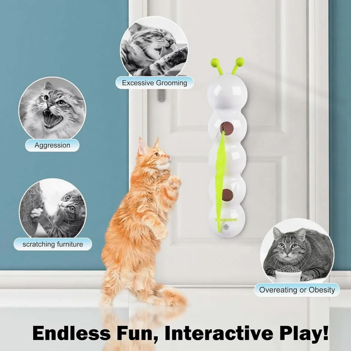 Juguete inteligente interactivo para gatos de interior, juguetes de insectos que se mueven automáticamente, juguetes de movimiento realista para mascotas, juguetes para jugar ejercicio, paquete de 2