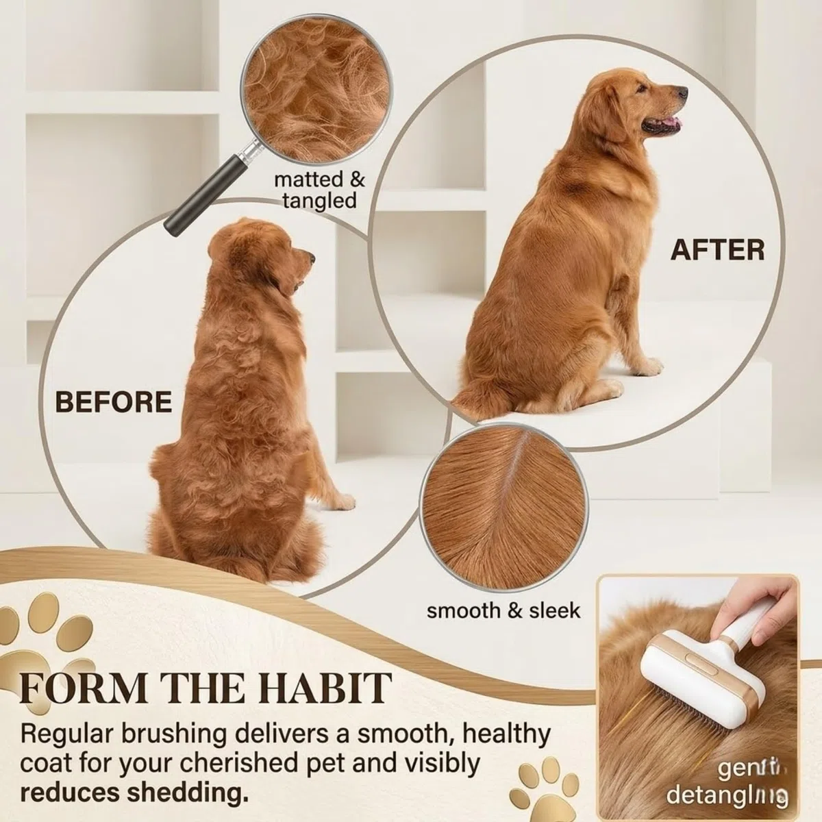 Peine 2 en 1 para desenredar y asear mascotas para perros y gatos, herramienta profesional para desenredar el pelo con dientes dobles de acero inoxidable, peine desenredante y rastrillo de capa