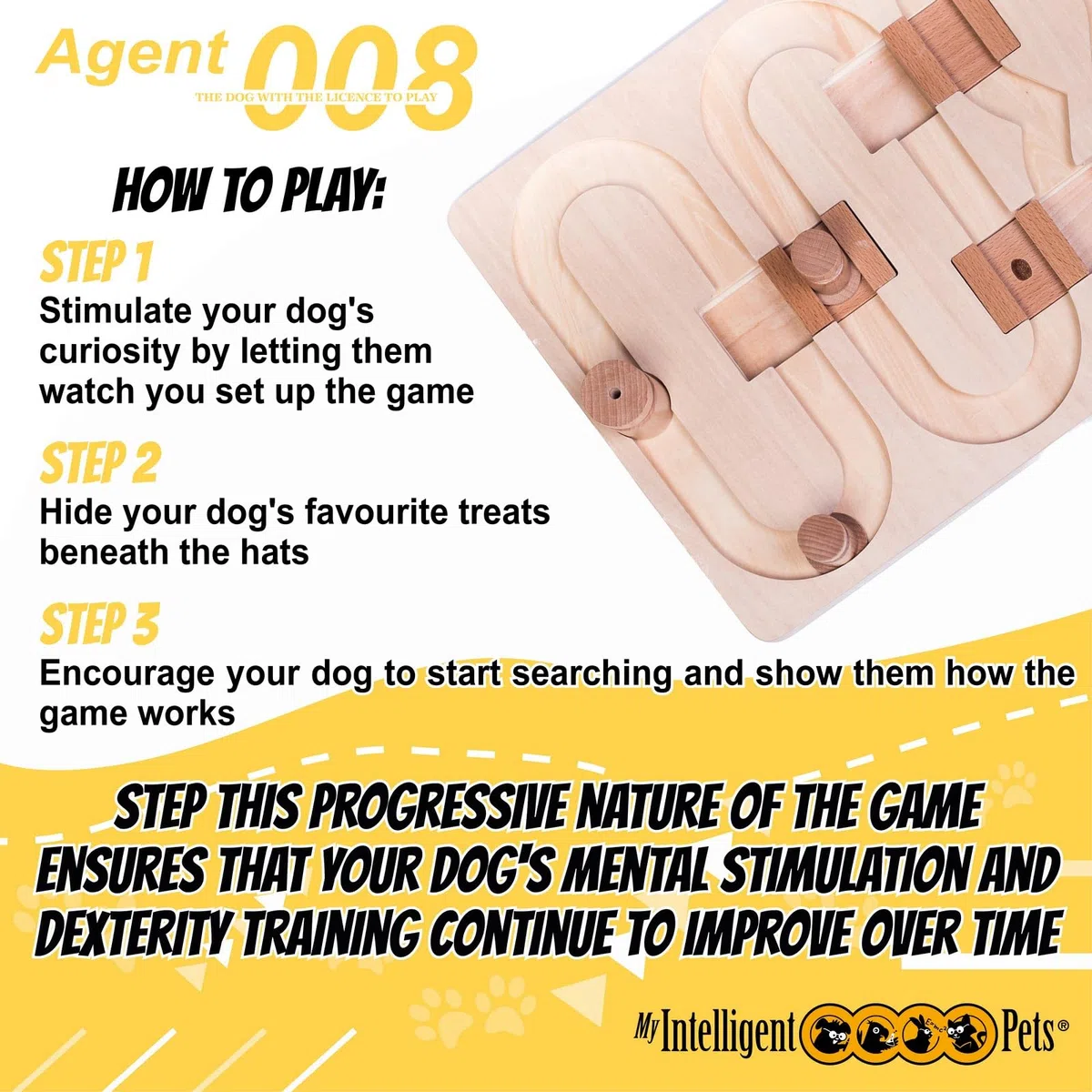 My Intelligent Pets Agent 008 - Juguete Interactivo de Madera para Perros y Gatos