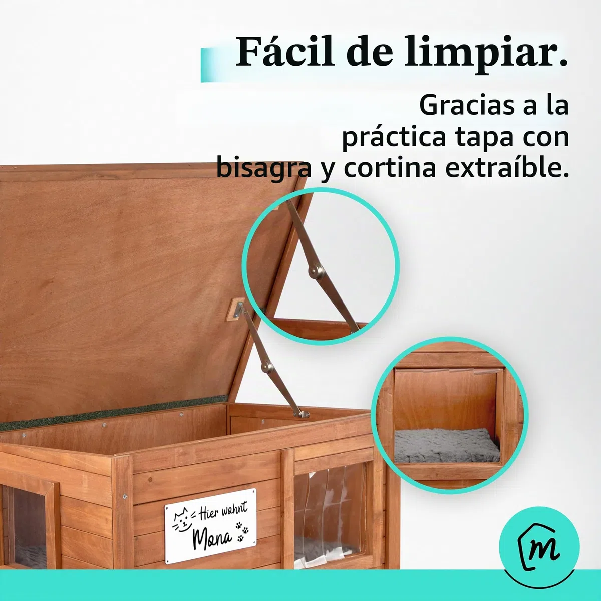 Casa para gatos exterior resistente al invierno aislada, robusta casa para gatos de madera de abeto, resistente al agua y aislada con bisagra en el techo, cómoda cabaña para gatos, incluye