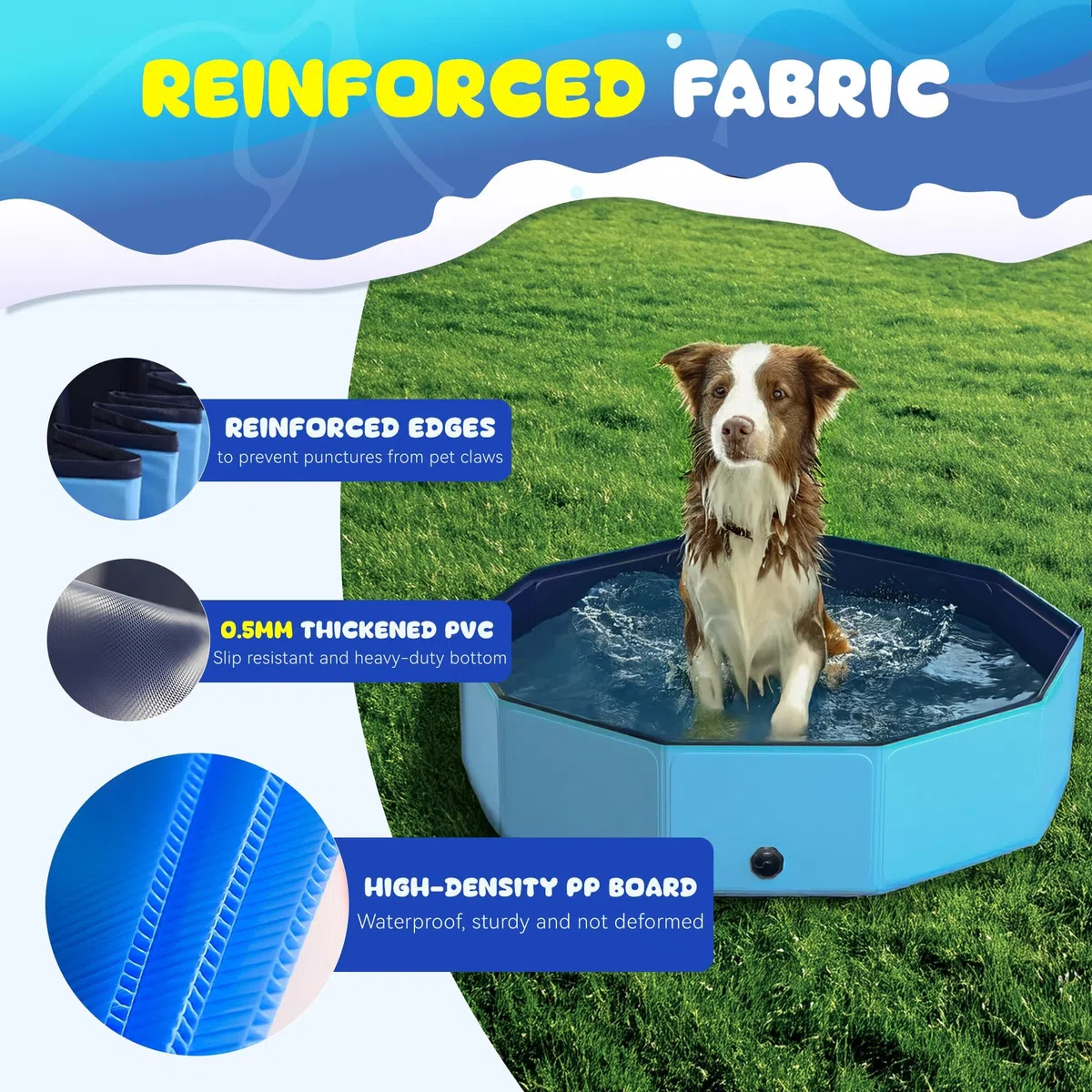 Piscina Perros Grandes - Bañera Piscina para Perros y Piscinas Desmontables con Superficie Antideslizante (160x30cm) | Piscina Plegable Perros pequeños de PVC Espesado