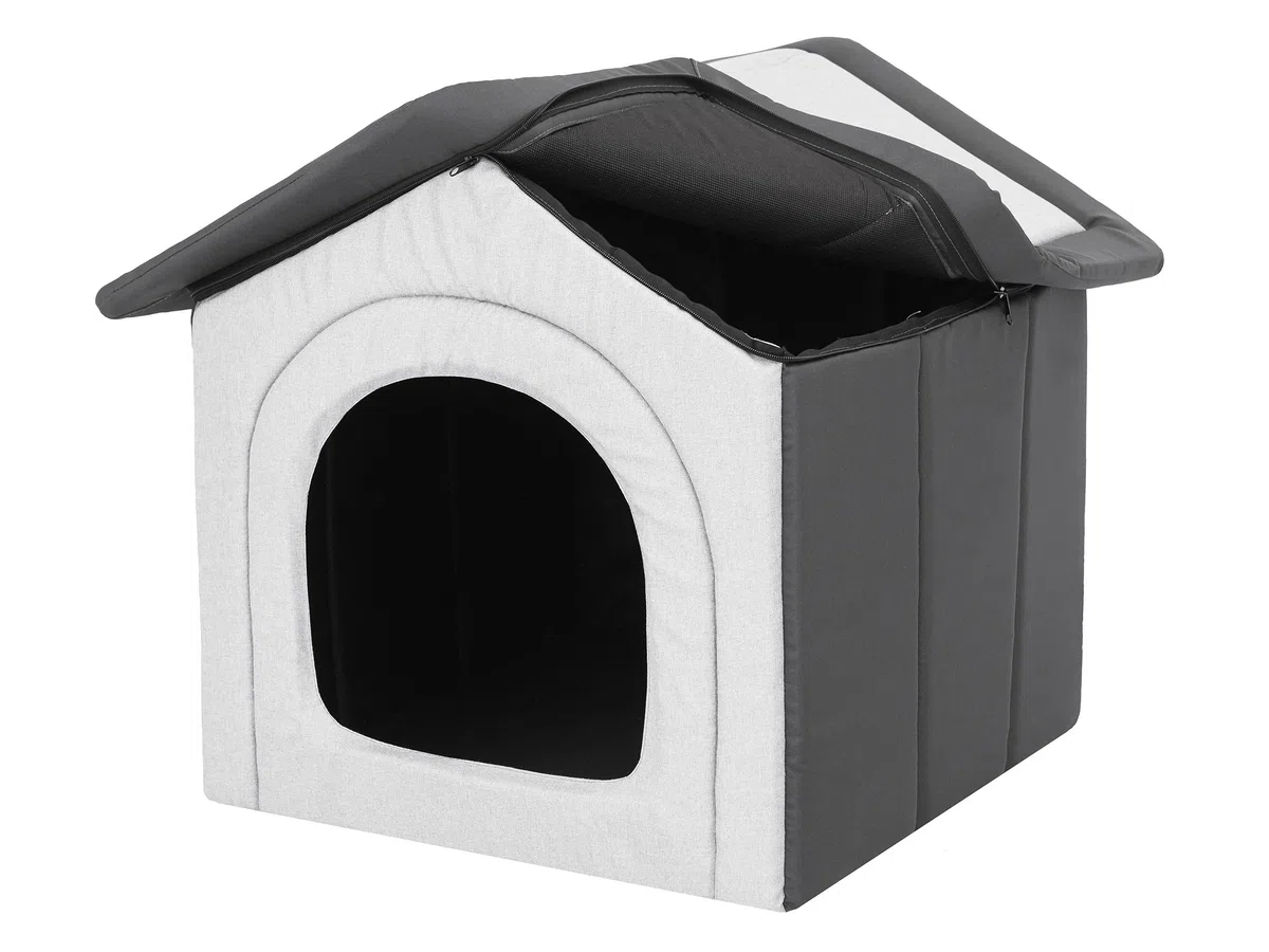 Caseta para Mascotas, Esquina para Perros, Zona de Descanso, Perrera, caseta para Perros, R4: 55 x 60 cm, Piedras ecológicas + Grafito Oxford