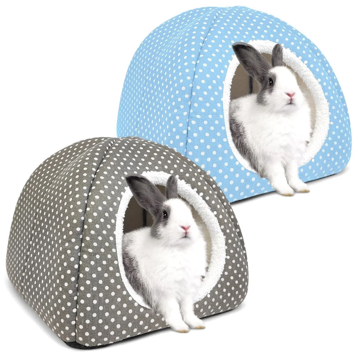 2 piezas Cueva de Conejo Grande Cama para Cobayas Lavable Casa y Escondite Forro Polar para Conejos de Interior Jaula de Animales Pequeños Accesorios