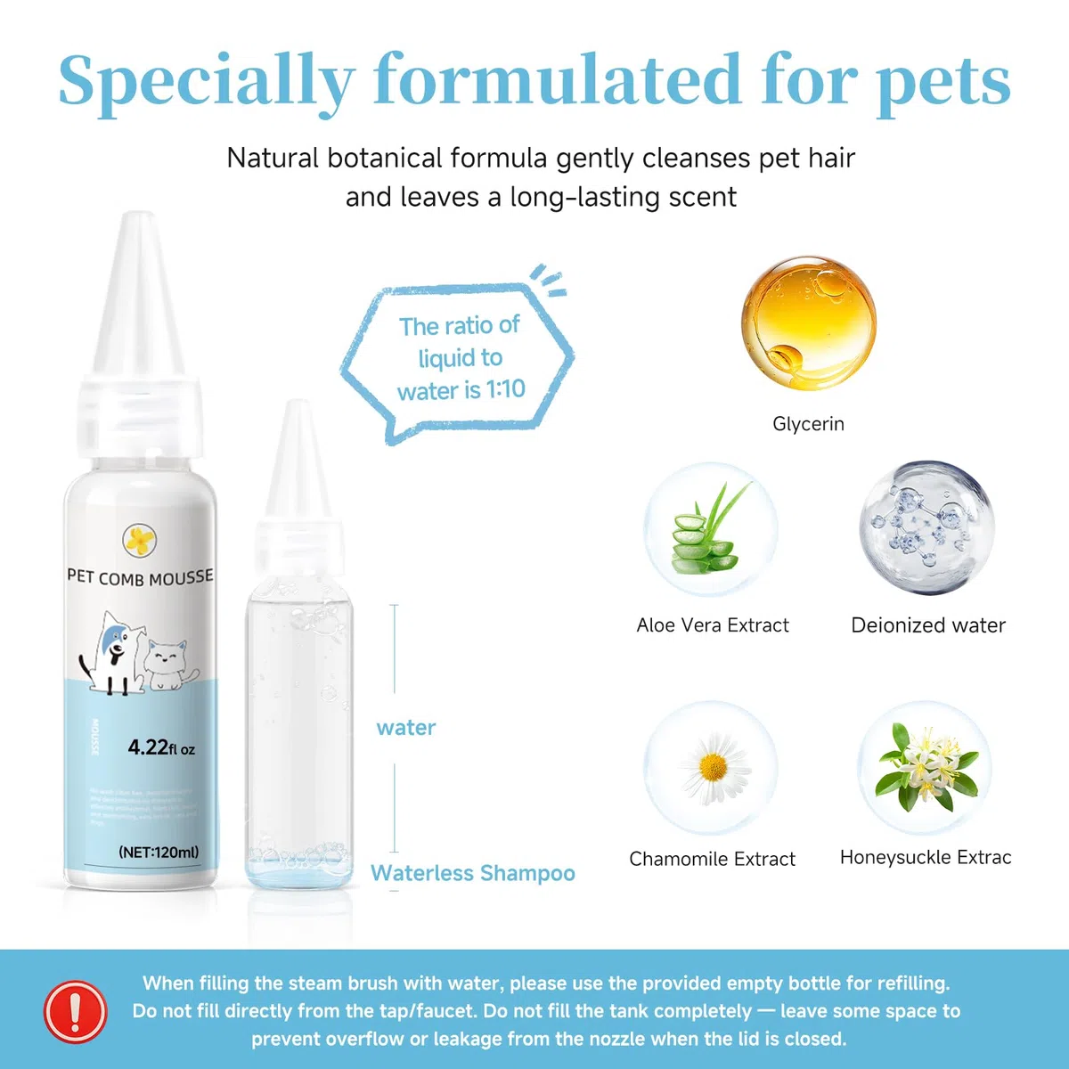 Cepillo de vapor para mascotas para perros y gatos, cepillo de aseo de vapor 3 en 1 para desprendimiento y depilación, peine de pulverización autolimpiante con niebla para mascotas de pelo largo