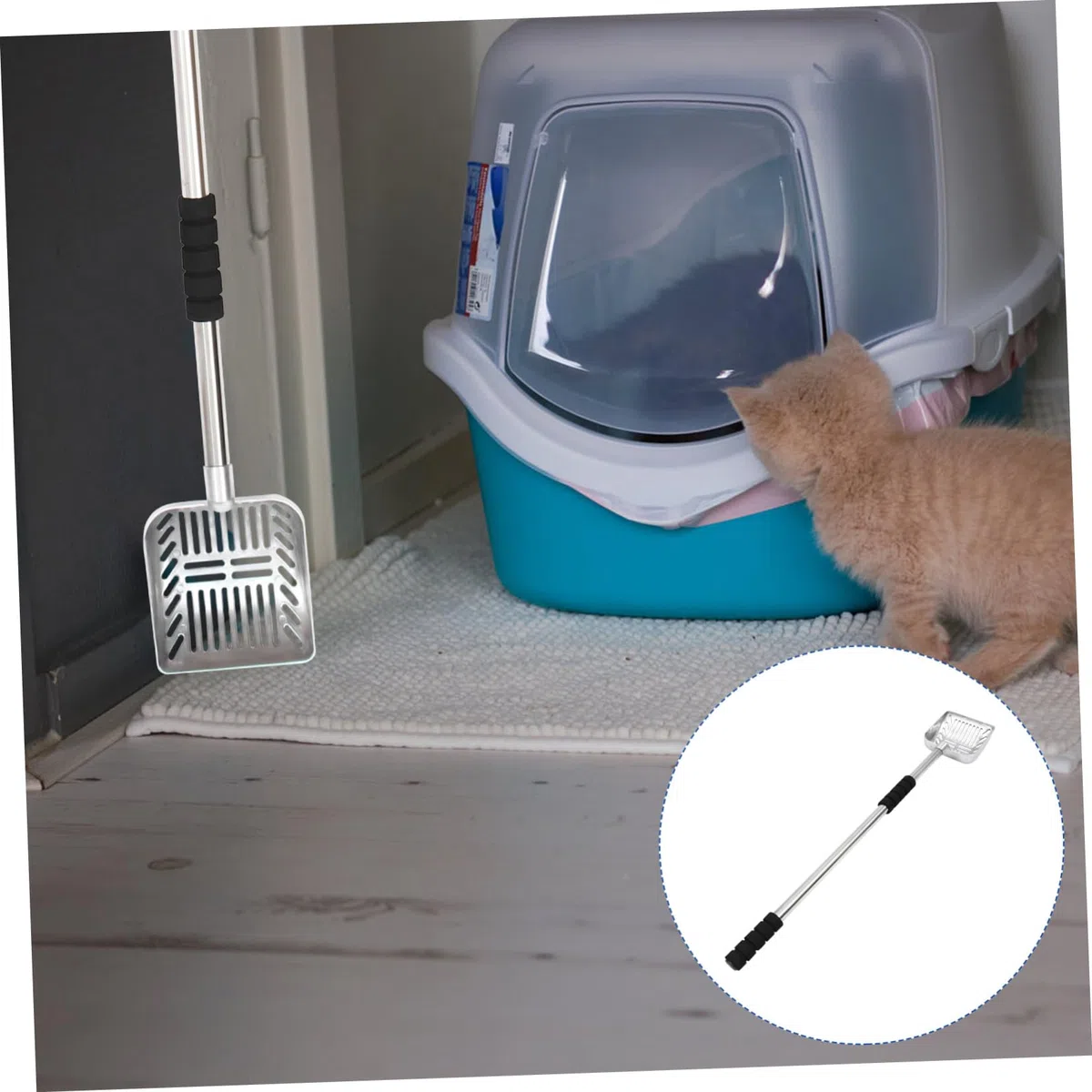 Pala De Arena con Mango Largo Retráctil Pala Perro Basura Scoop Pala De Arena para Gatos Pala Profunda para Arena para Gatos Pala para Arena con Mango Largo Arena para Perros Metal