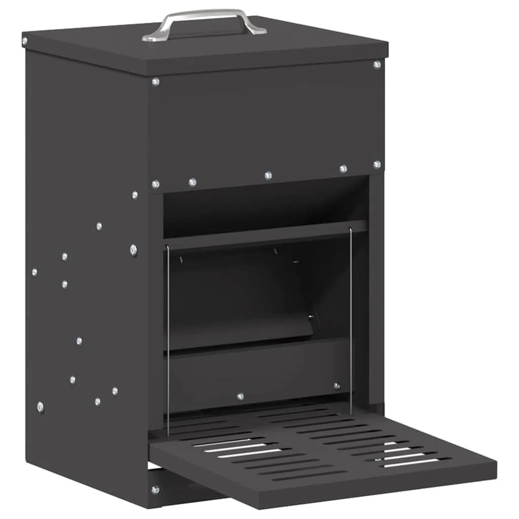 Comedero de pollo de metal de 25 x 42 x 40 cm de acero laminado en frío con mecanismo de pedaleo, gran comedero para rebaños, resistente y duradero para uso en interiores y exteriores