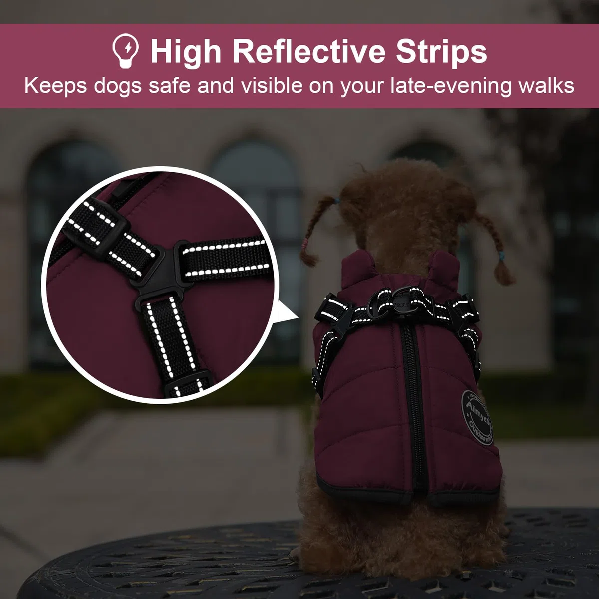 Abrigo de invierno para perro, chaqueta cálida para perro, chaleco reflectante ajustable de forro polar con arnés integrado, chaqueta de nieve para mascotas resistente al viento, traje de
