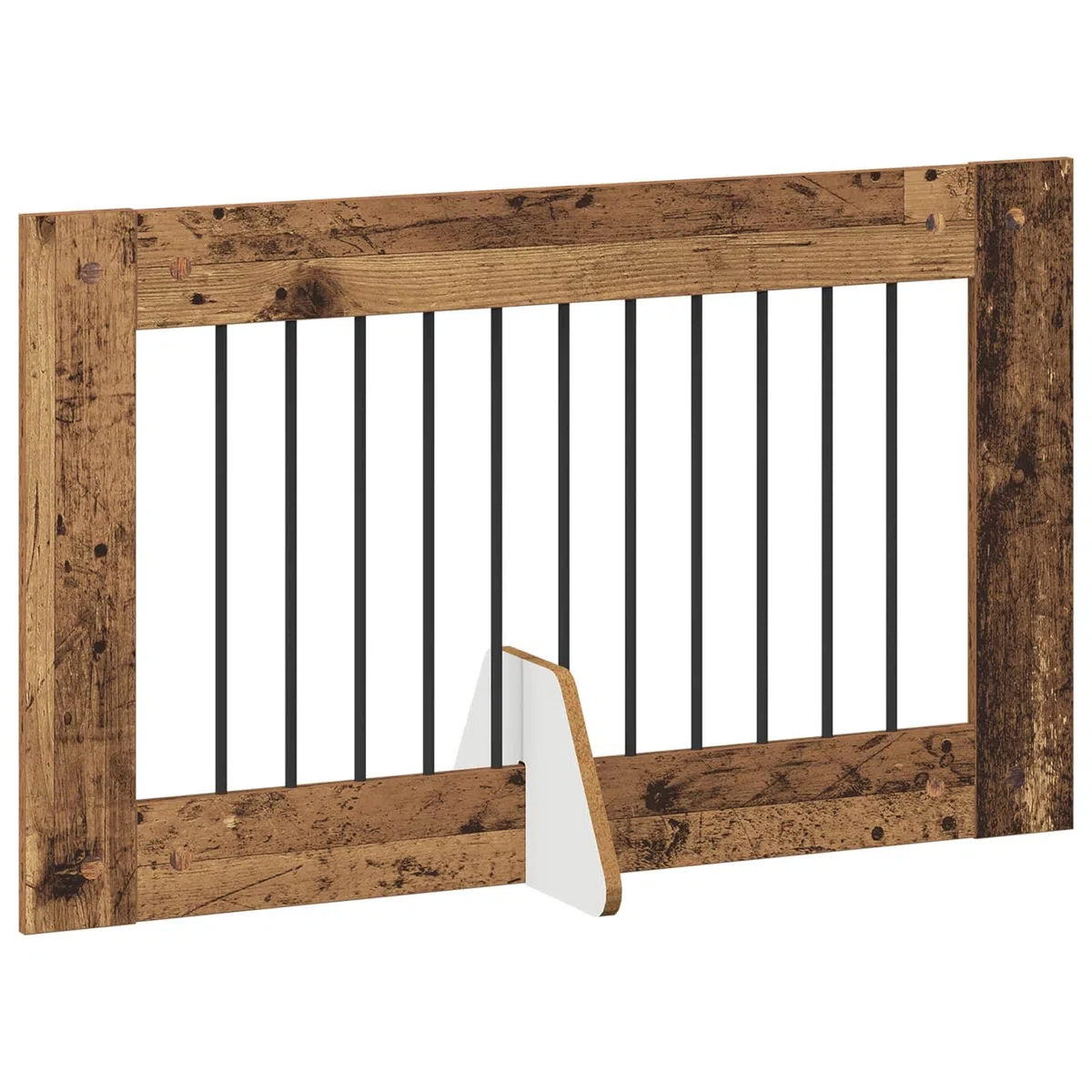 Puerta para perros con soporte, 6 piezas, madera recuperada, plegable y plegable, 100 x 60 cm, caseta modular para perros para interior y exterior, protección segura para cachorros y perros