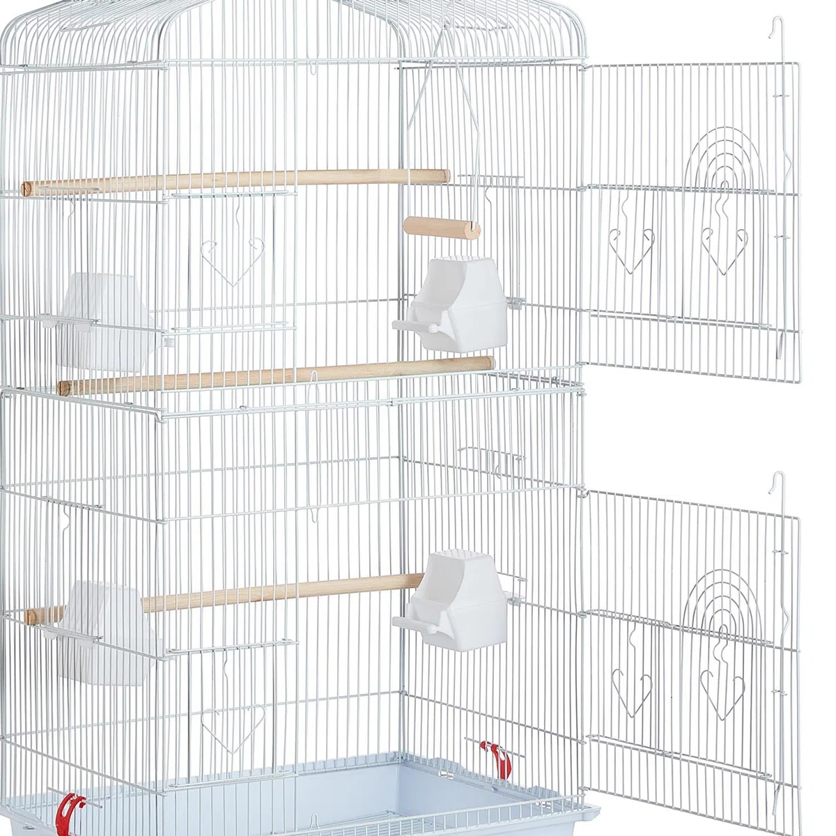 Yaheetech Jaula para Pájaros con Teche Abierto Jaula Aves Metal 46 x 35 x 104,5 cm Blanco