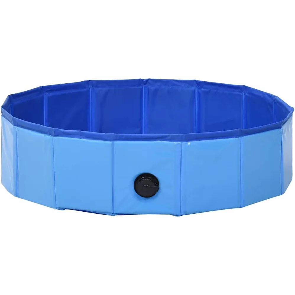 Piscina para perros plegable azul 80 x 20 cm PVC antideslizante, piscina infantil resistente para mascotas, interior y exterior, ideal para verano, accesorios para perros para refrescarse y
