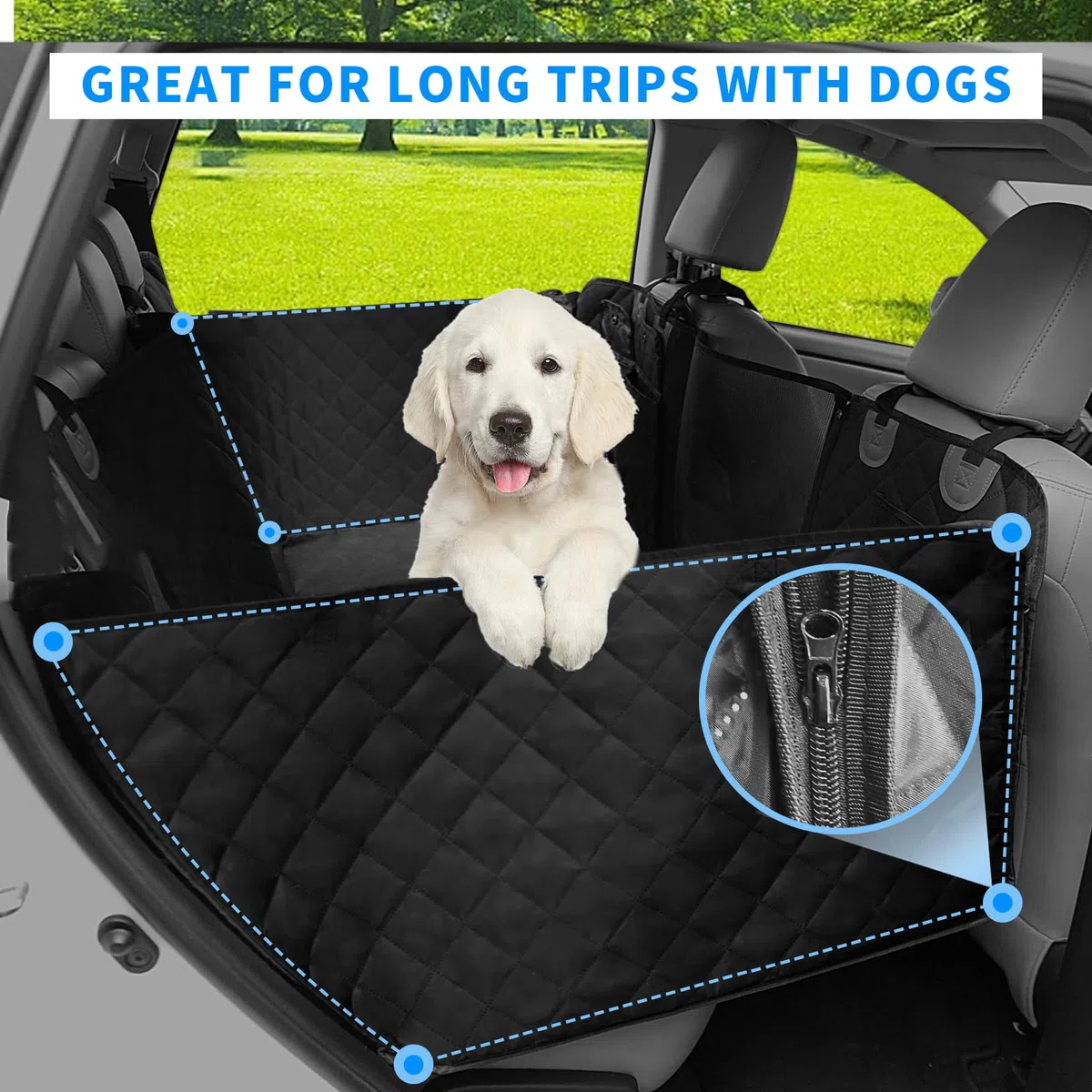 BingoPaw Funda Perro Coche Engrosado Protector Asientos Trasero Cubre Asientos Mascotas Car Dog Back Seat Cover Impermeable Protectora Grande Alfombra Universal Cubierta Asientos de Coche Perro