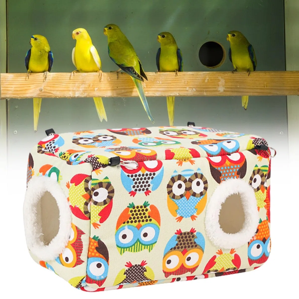 Nido para Pájaros Cama para Mascotas Hamaca Colgante Refugio Cálido con Forro Y Ganchos Resistente Apto para Loros Chinchillas Cobayas Ardillas