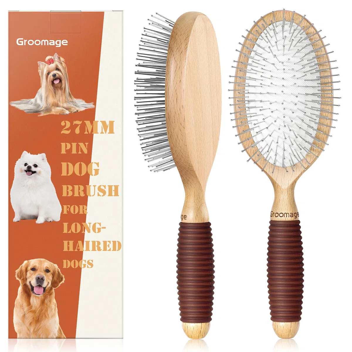 Cepillo Para Perros, De Extra Largo, Aseo Perros Desprendimiento, Ideal Pelo Material Madera Haya, Mango De, 27 Mm