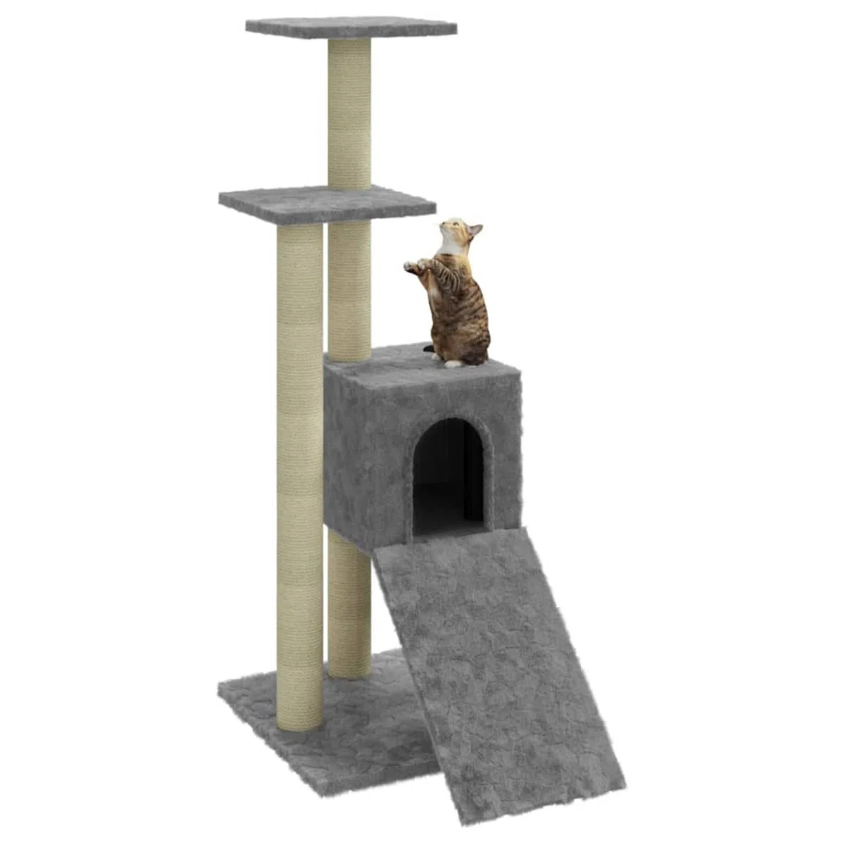 Rascador para Gatos con Postes de sisal, LAPOOH Arbol para Gatos, Gatos Accesorios, Arranhador para Gatos, Arbol Rascador Gatos, Gris Claro 92 cm