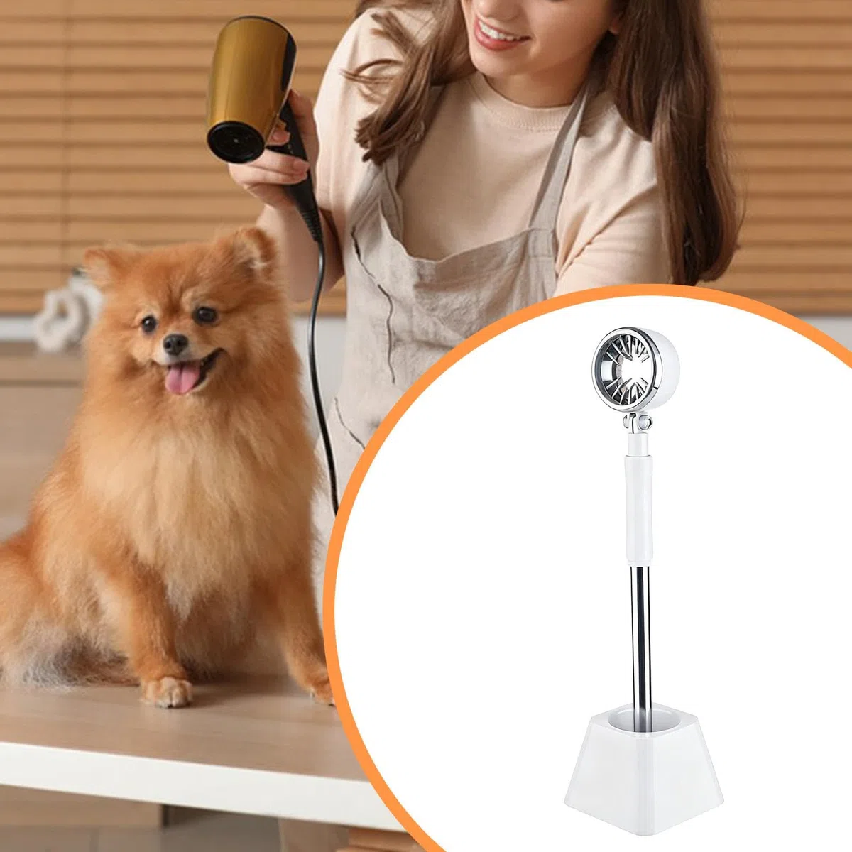 Sharplace Soporte para Secador de Pelo, Accesorio para Peluquería de Mascotas, Base Estable Y Flexible, para El Cuidado de Cachorros Y Gatos, Soporte para Secad, Blanco