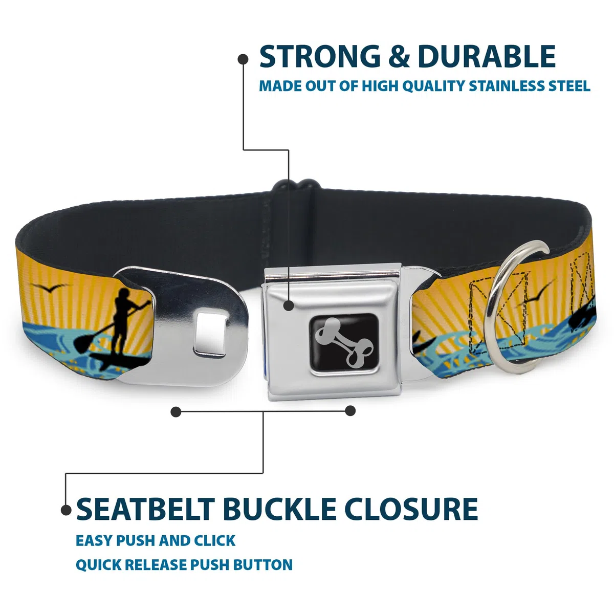 Buckle-Down DC-W37116-WS - Cinturón de Seguridad para Perro, Talla S, Color Negro y Amarillo