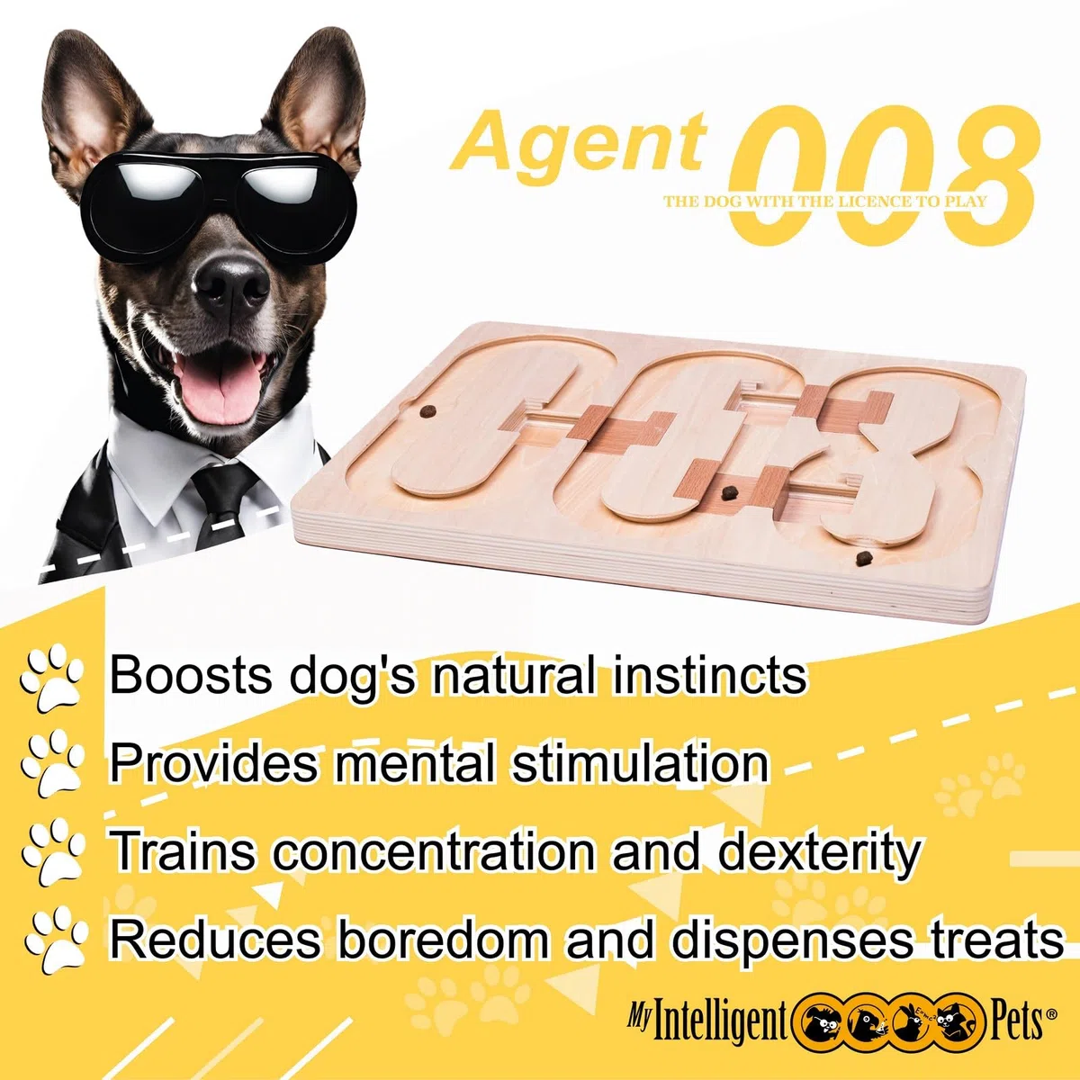 My Intelligent Pets Agent 008 - Juguete Interactivo de Madera para Perros y Gatos