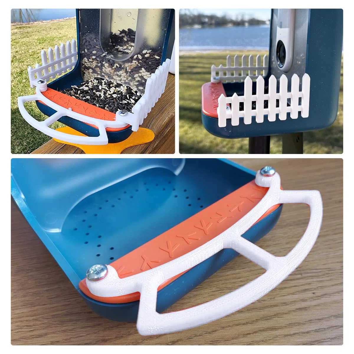 3 perchas para pájaro Buddy, con valla lateral, percha de extensión más ancha para complementos de bricolaje, accesorios para pájaros compatibles con comedero de pájaros Bird Buddy (blanco)