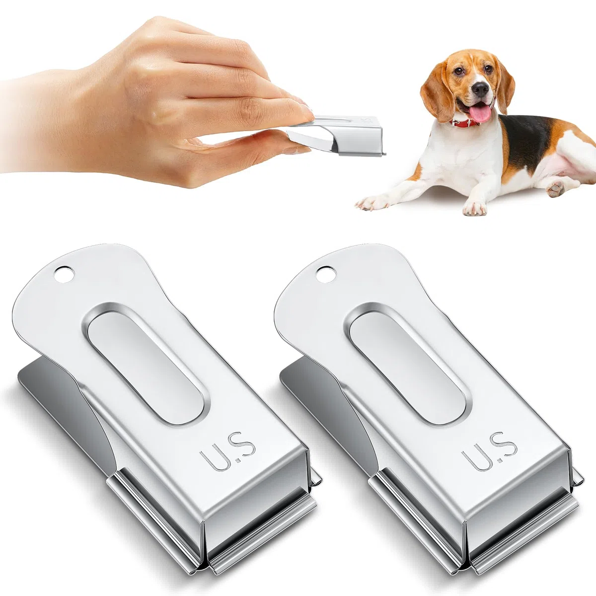 2 clicker de metal para entrenamiento de mascotas, para cachorros, gatos, entrenadores, dueños de mascotas, color plateado