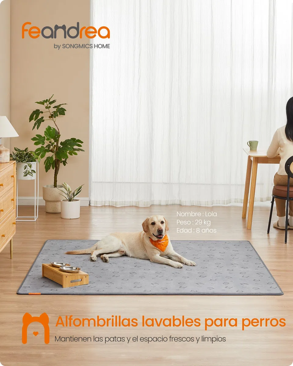 Feandrea Alfombrilla Absorbente Lavable para Perros, 2 Paquetes, Reutilizable, 183 x 183 cm, XXXL, Alfombrilla para Mascotas, Antifugas, Antideslizante, Perros, Gatos, Conejos, Gris Paloma PTD005G01