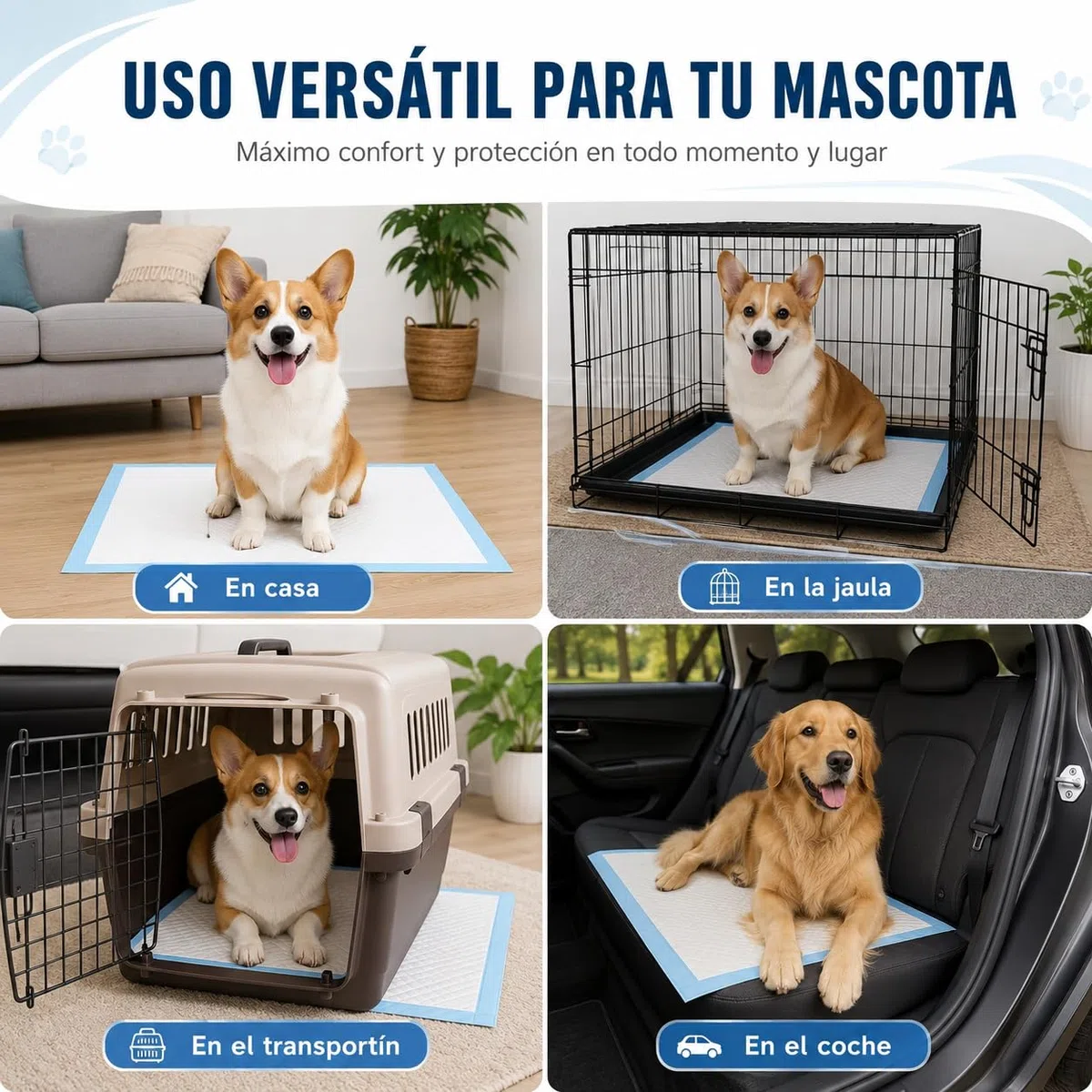 BESCH Empapadores para Perros de Alta Absorción con Base Adhesiva – Almohadillas Higiénicas para Cachorros y Adultos, Control de Olores, Antideslizantes, Entrenamiento Fácil (60x90cm, 200 Unidades)