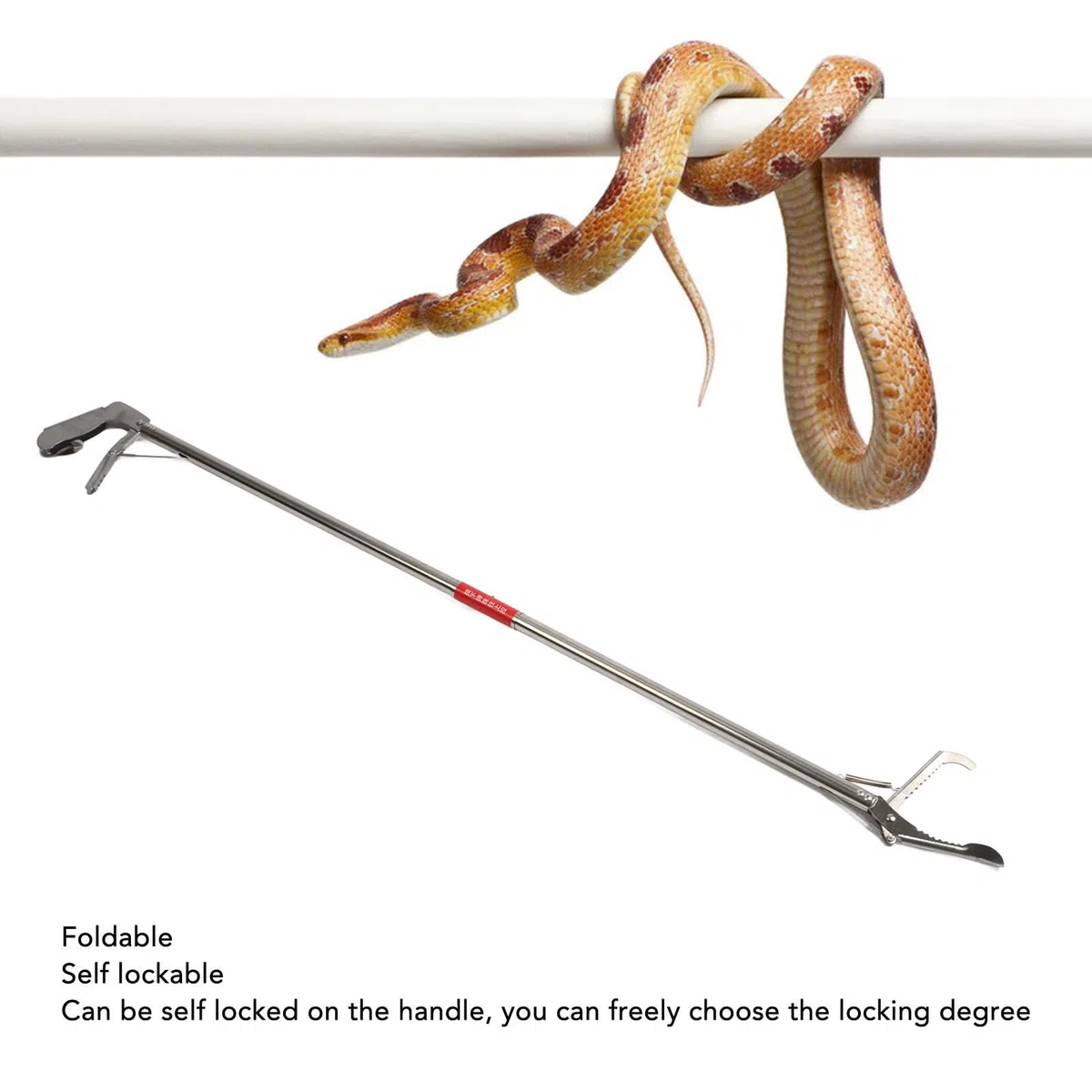 Pinza para serpientes autoblocante para reptiles – Herramienta para el manejo de serpientes de acero inoxidable para reptiles, animales y cría segura