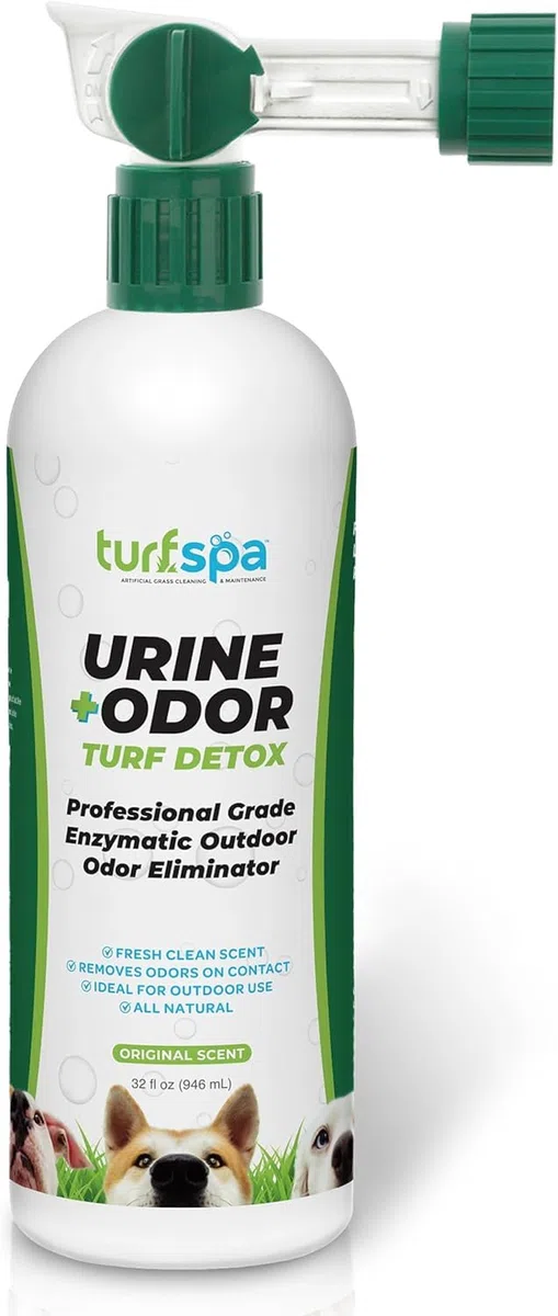 Desintoxicación de césped de orina y olor: limpiador enzimático profesional de 32 onzas y eliminador de olores para césped artificial, césped, hormigón, patio y perreras, limpiador enzimático