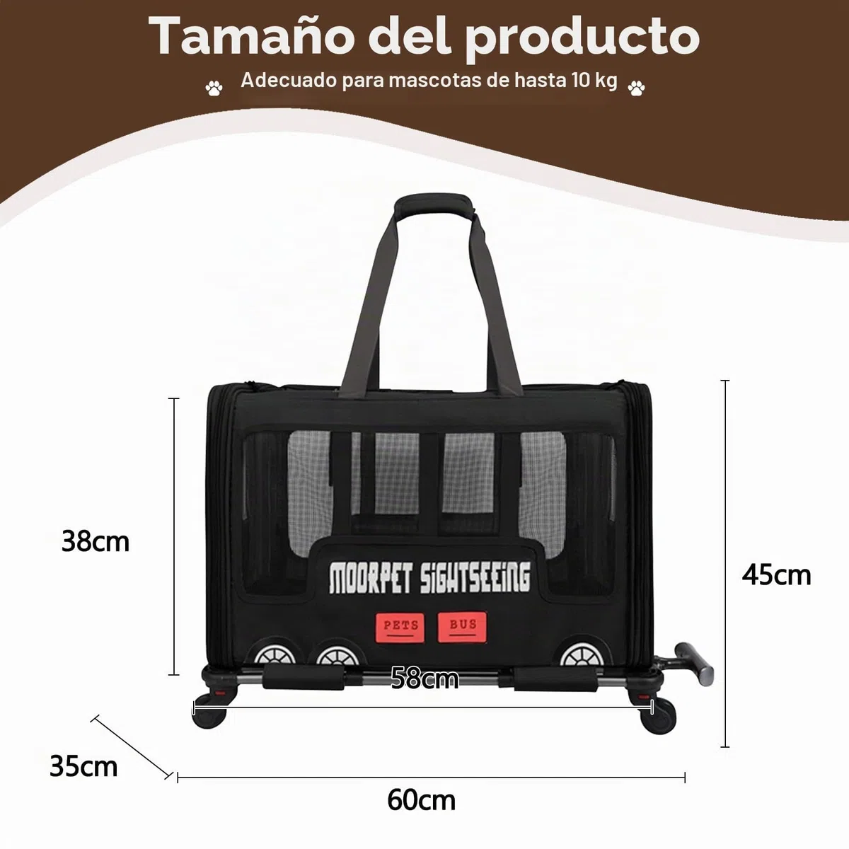 Galatée Cochecito para Mascotas, Bolsa De Viaje para Perros con Ruedas Extraíbles, Bolsa De Transporte Portátil para Gatos, Bolsa Plegable para Perros para Viajes, Camping y Exteriores(Negro)