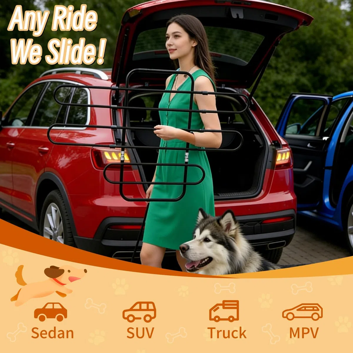 Barrera para perros para SUV, camión, Hatchback, sedán
