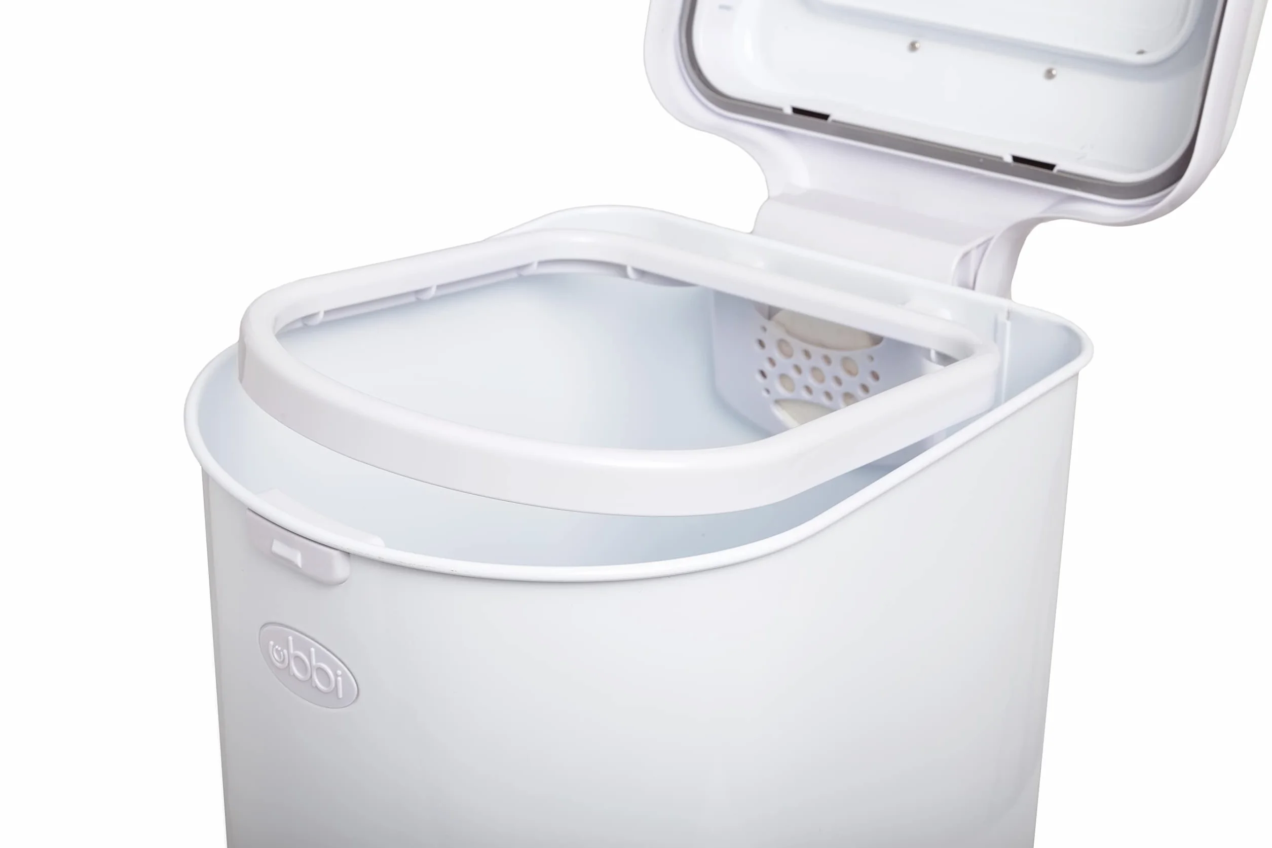 Ubbi Cubo de residuos para mascotas, sistema de eliminación de arena para gatos, bloqueo de olores, color blanco