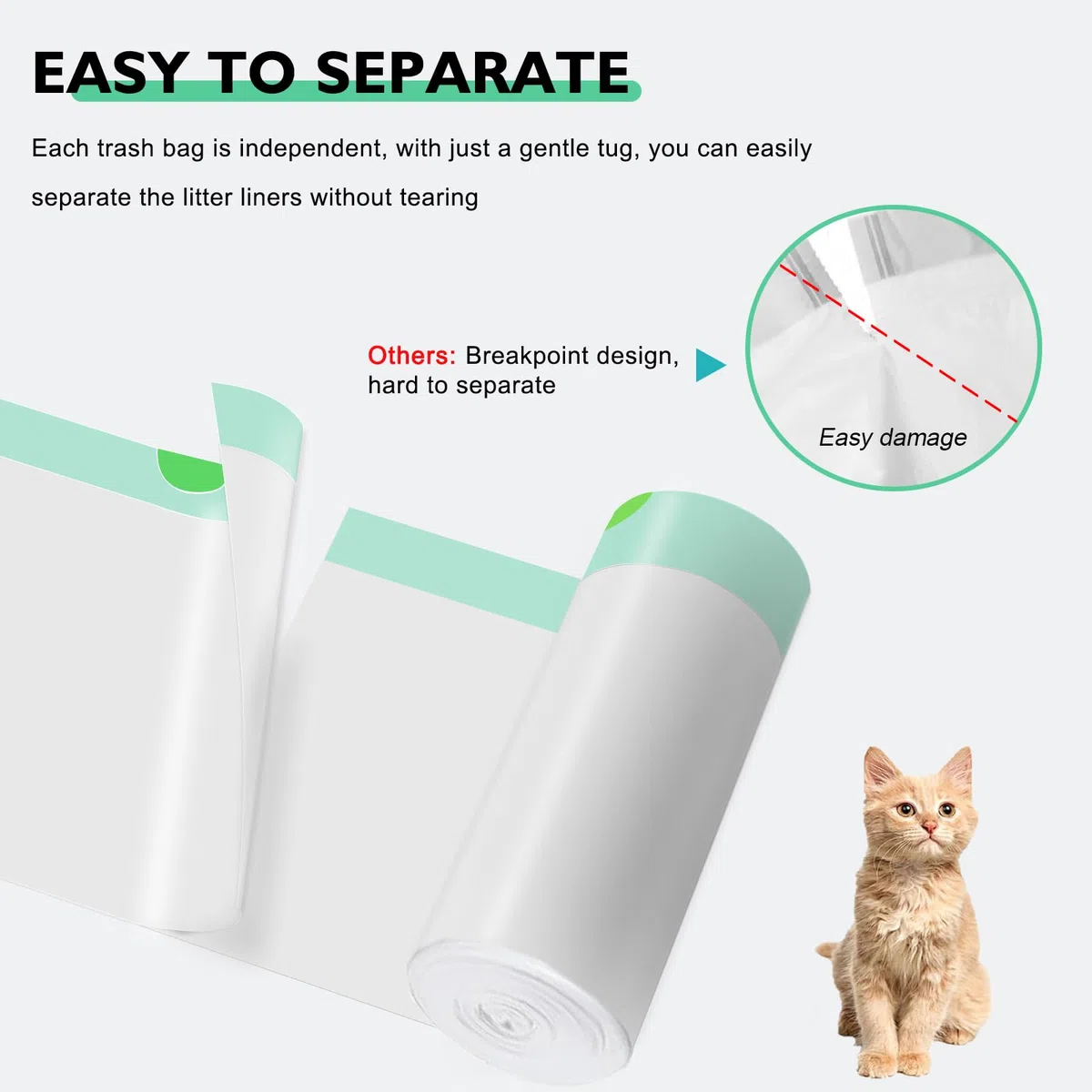 Paquete de 100 bolsas de arena para gatos compatibles con caja de arena para gatos autolimpiable, forro grueso y resistente con cordón compatible con caja de arena automática PURA X/MAX de 23 x 12