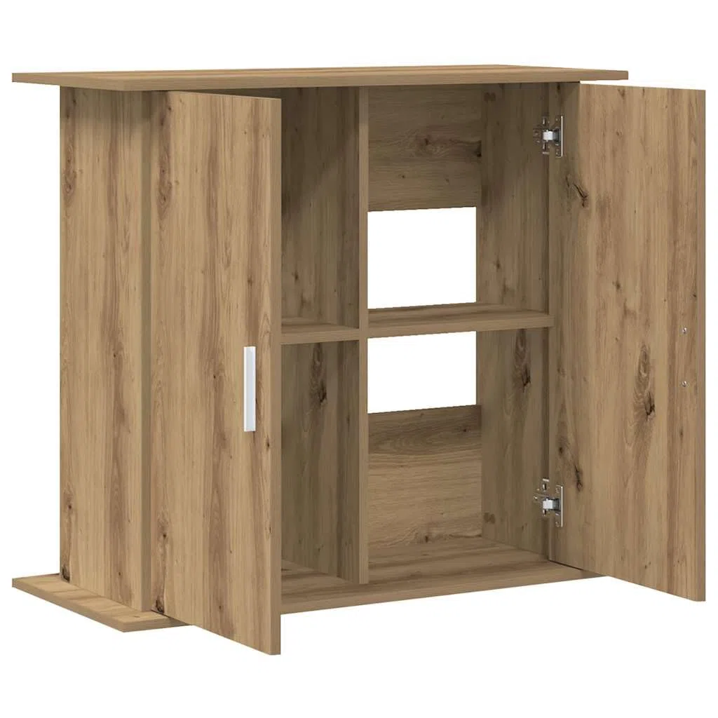 Soporte para acuario, madera de roble Artisan, 81 x 36 x 73 cm, con 3 niveles, para estanques de peces y terrario, estable, resistente, ahorra espacio, soporte para muebles