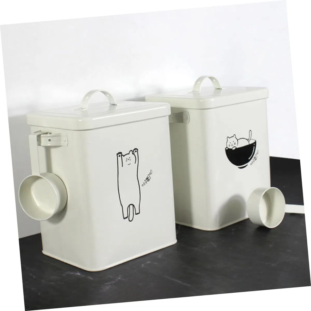 Contenedor de Alimentos para Mascotas de Hierro Blanco, Hermético y Fácil de Limpiar, Que Previene la Humedad para Almacenar Pienso de Perros y Gatos