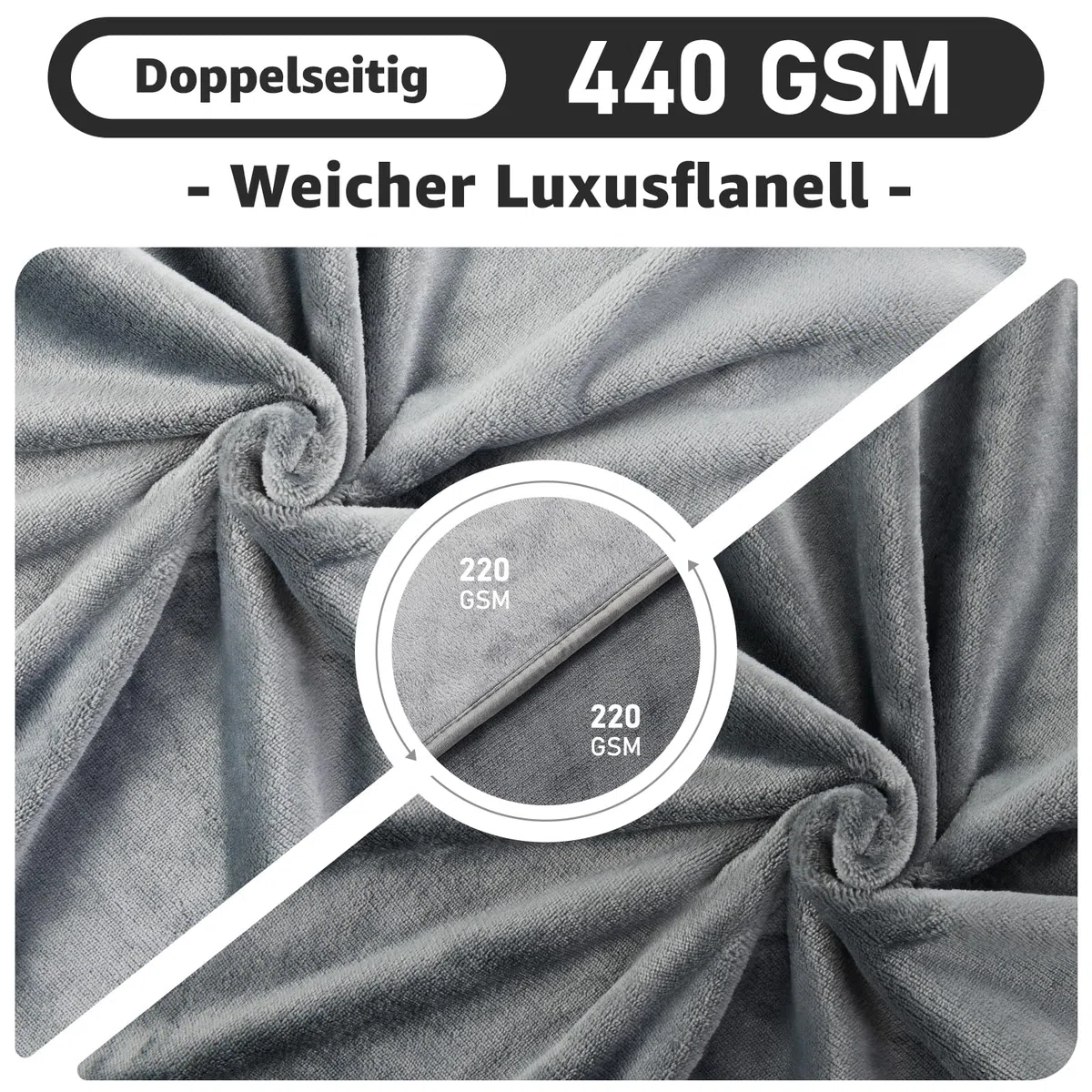 PICK FOR LIFE Manta impermeable para el amor, manta reversible de franela para perros, manta de viaje para cama, sofá y asiento de coche (gris, 152 x 203 cm)