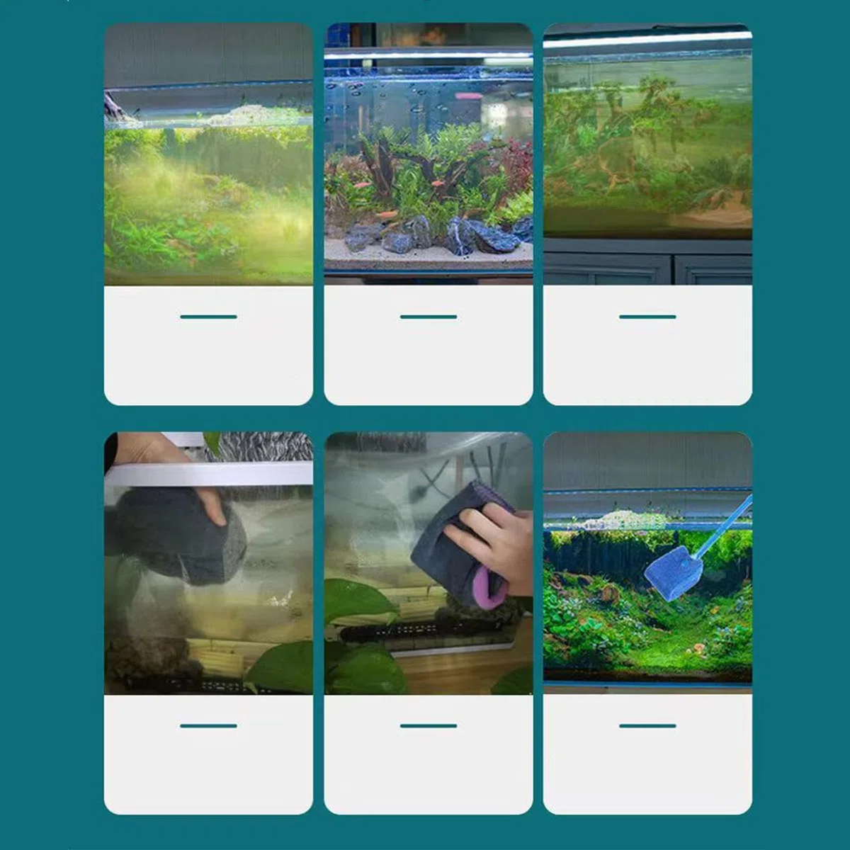 Limpiador magnético de acuario, limpiador magnético para acuarios, herramienta de limpieza magnética de peces, potente limpiador de cristales magnético con 2 par de rascador desmontable