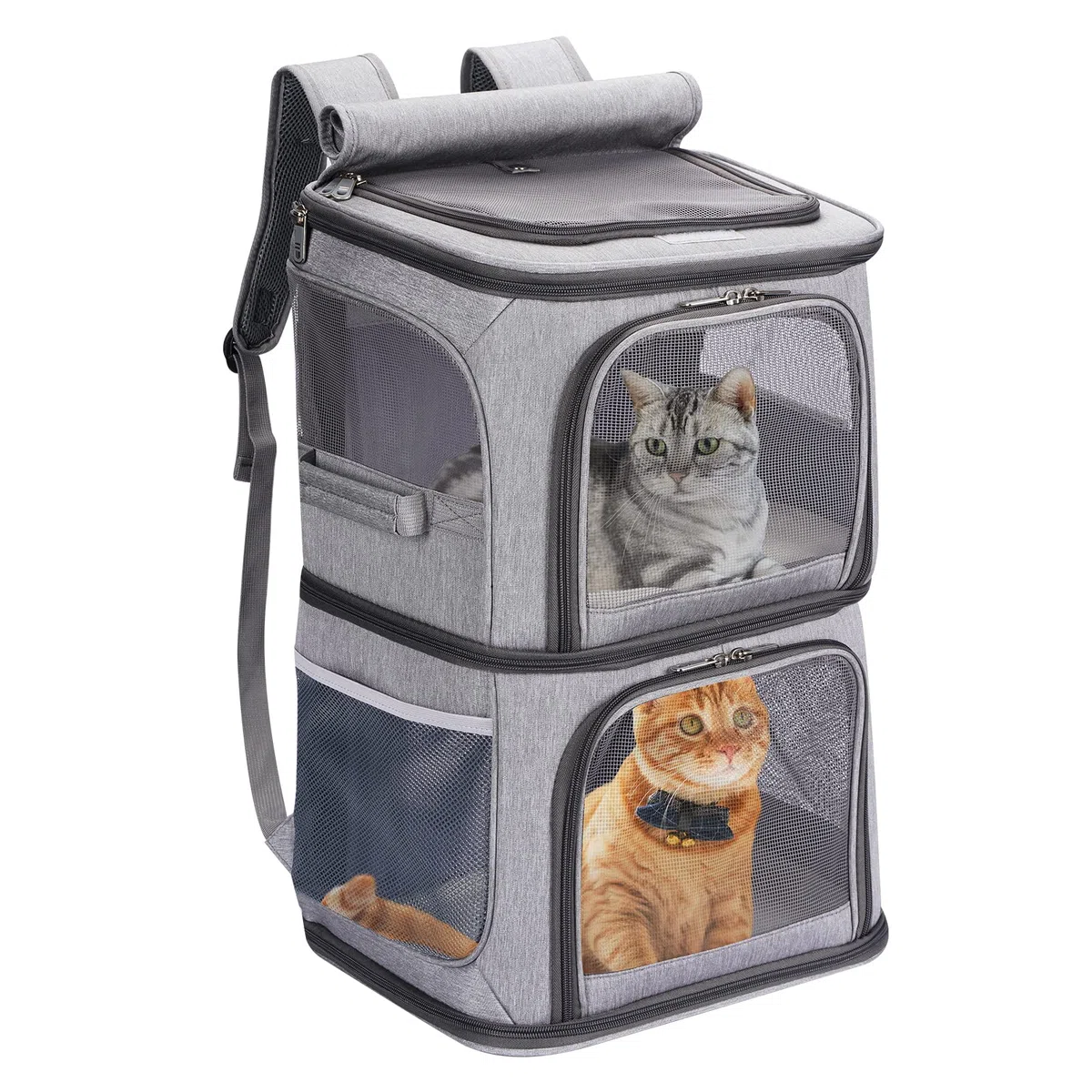 Mochila transportadora Doble 2 en 1 para Gatos y Perros pequeños, transportador de Viaje portátil para Mascotas, diseño súper ventilado, Ideal para Viajes/Senderismo/Camping, tamaño Grande,