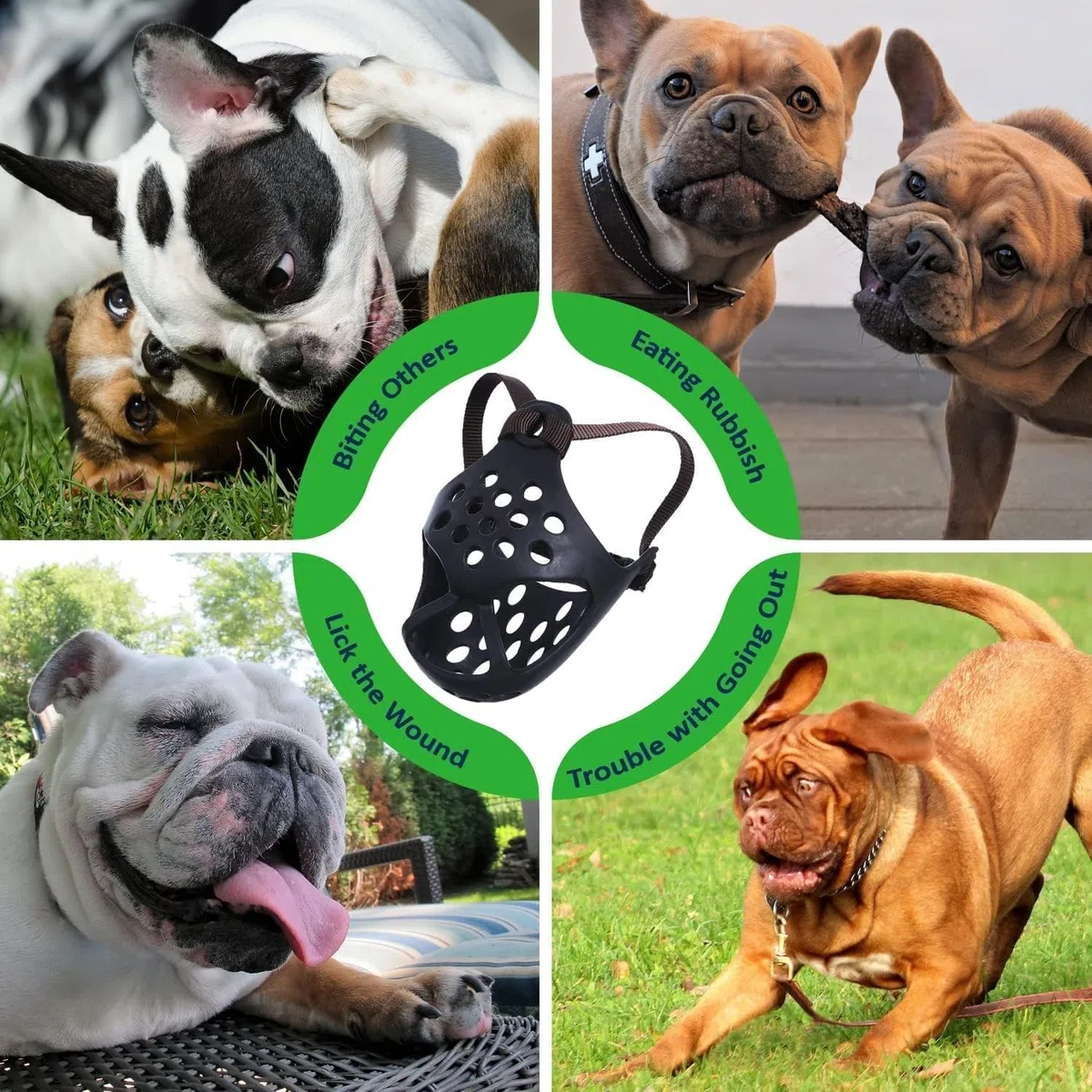 Bozal para Perros, Perros medianos y Grandes, Silicona Suave para, Transpirable Ajustable Anti-mastica, mastica, ladra(M)