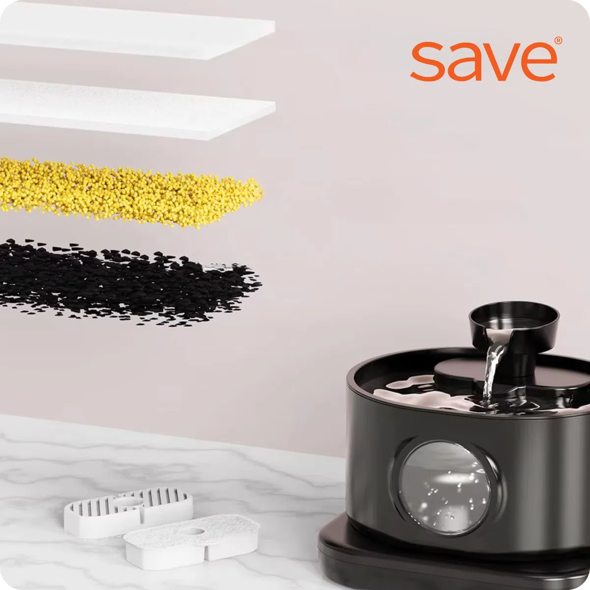 SAVE Fuente de agua automática para gatos y perros con capacidad de 2,8 l y sensor de movimiento, batería de 5200 mAh, filtro de carbón activo, fuente silenciosa para mascotas, USB-Tr