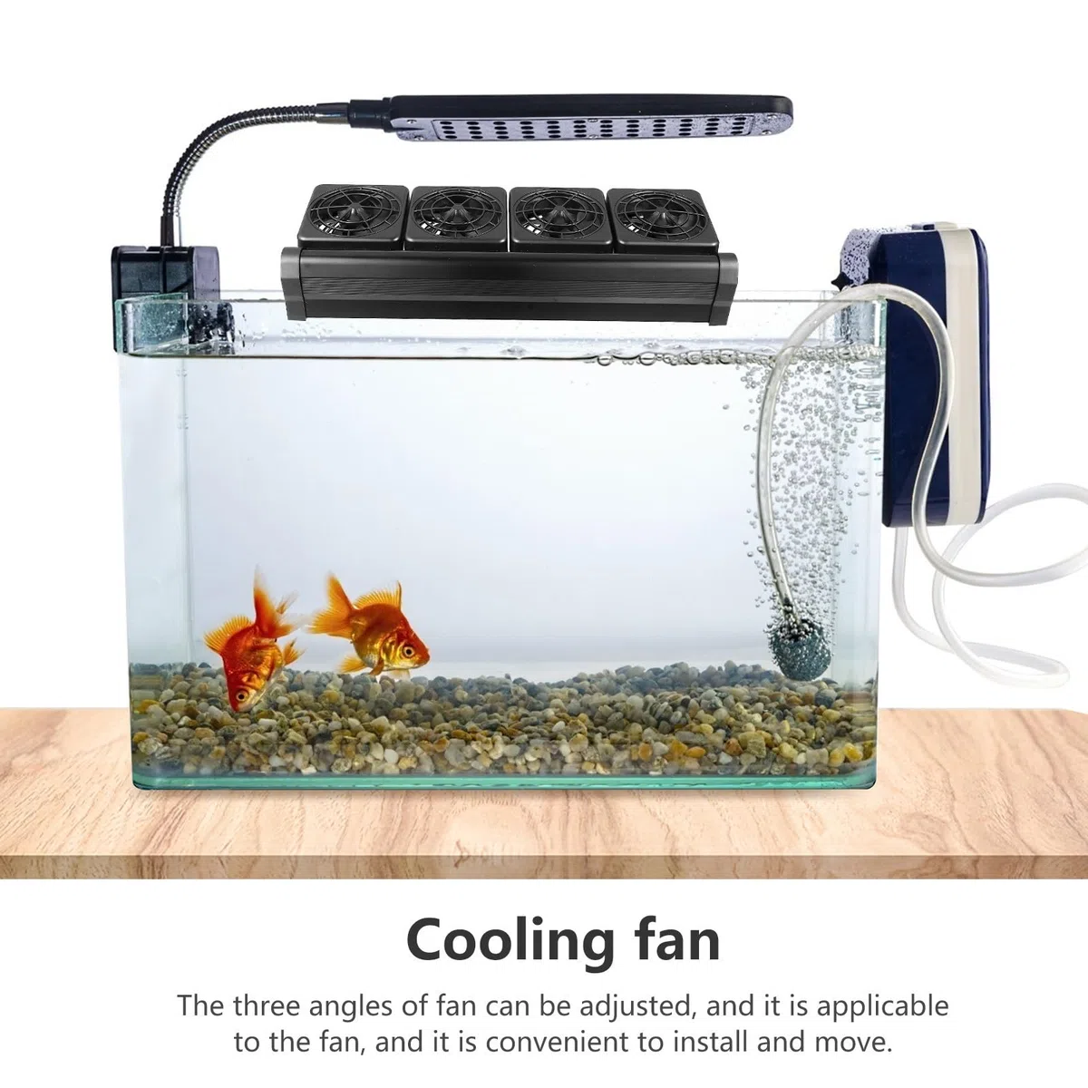 LIFKOME Ventilador Enfriador Ajustable para Acuario de Agua Dulce y Salada Sistema de Enfriamiento de 4 Cabezales y Decoracion Verano para Peceras