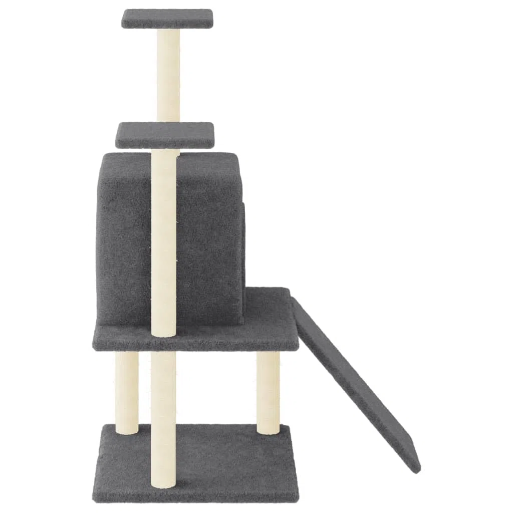 ShGaxin Rascador para Gatos con Postes de sisal Gris Oscuro 110 cm, Rascador Gato, Arbol Rascador para Gatos, Gatos Accesorios, Torre Gatos, Arranhador para Gatos, Casa para Gatos
