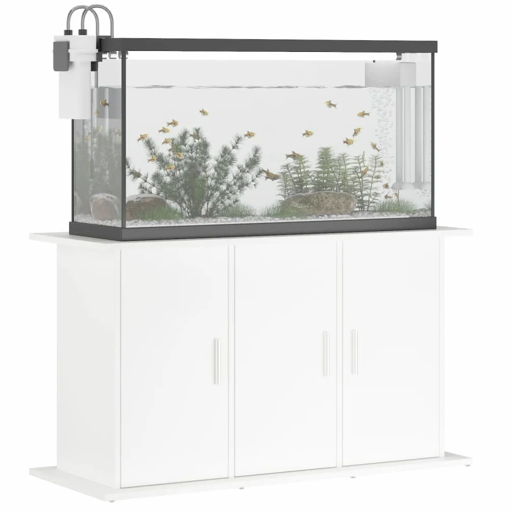 Soporte para acuario, material de madera blanca, 101 x 41 x 58 cm, con espacio de almacenamiento y puertas, armario inferior estable para accesorios de acuario, estantería y muebles para salón